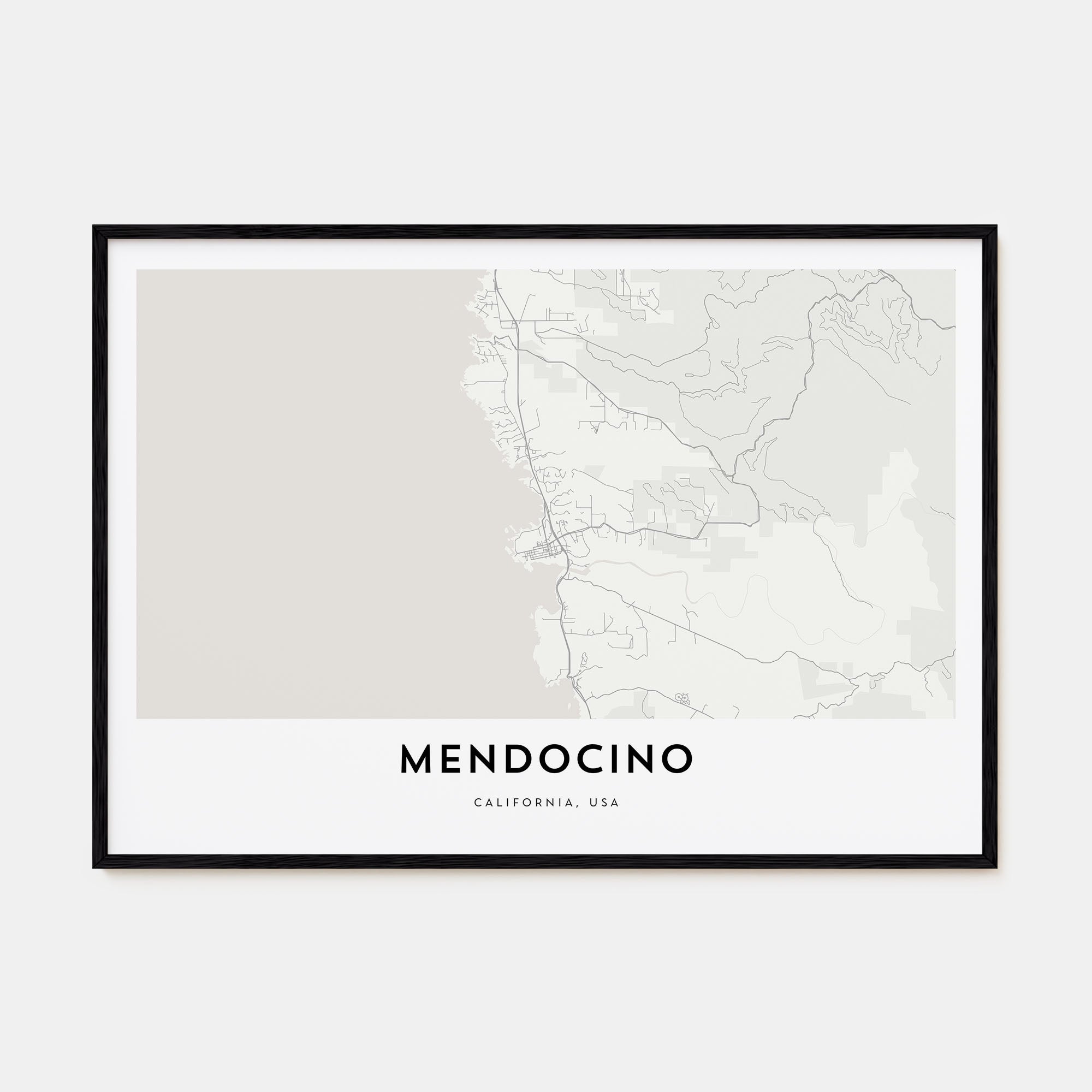 Mendocino Map Landscape Poster