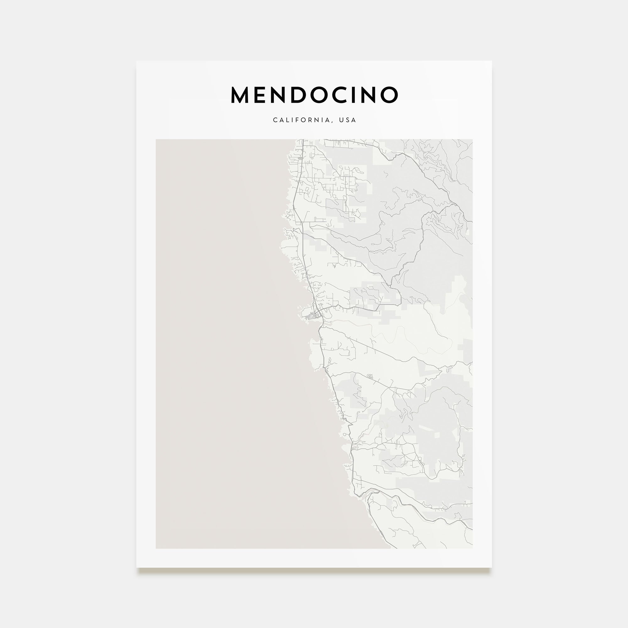 Mendocino Map Portrait Poster