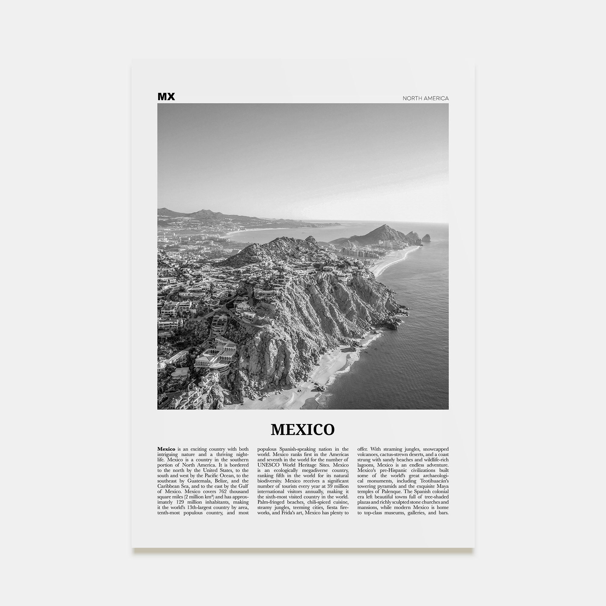 Mexico Travel B&W No 2 Poster