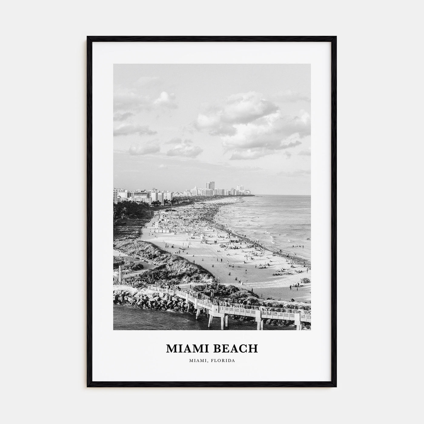 Miami Beach Portrait B&W Poster