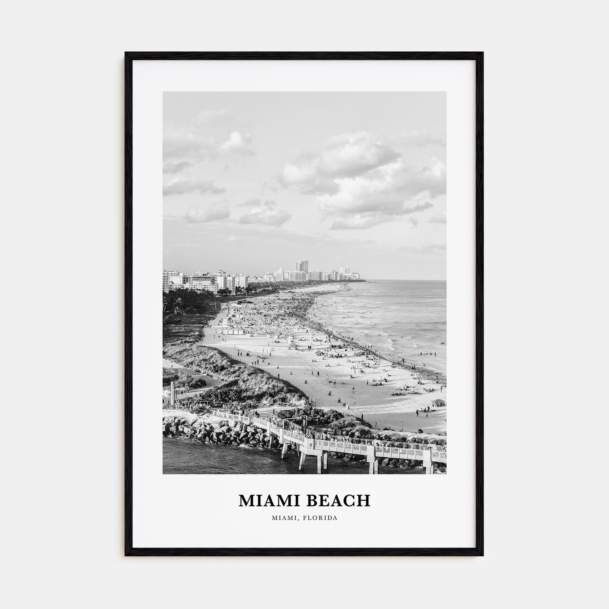 Miami Beach Portrait B&W Poster