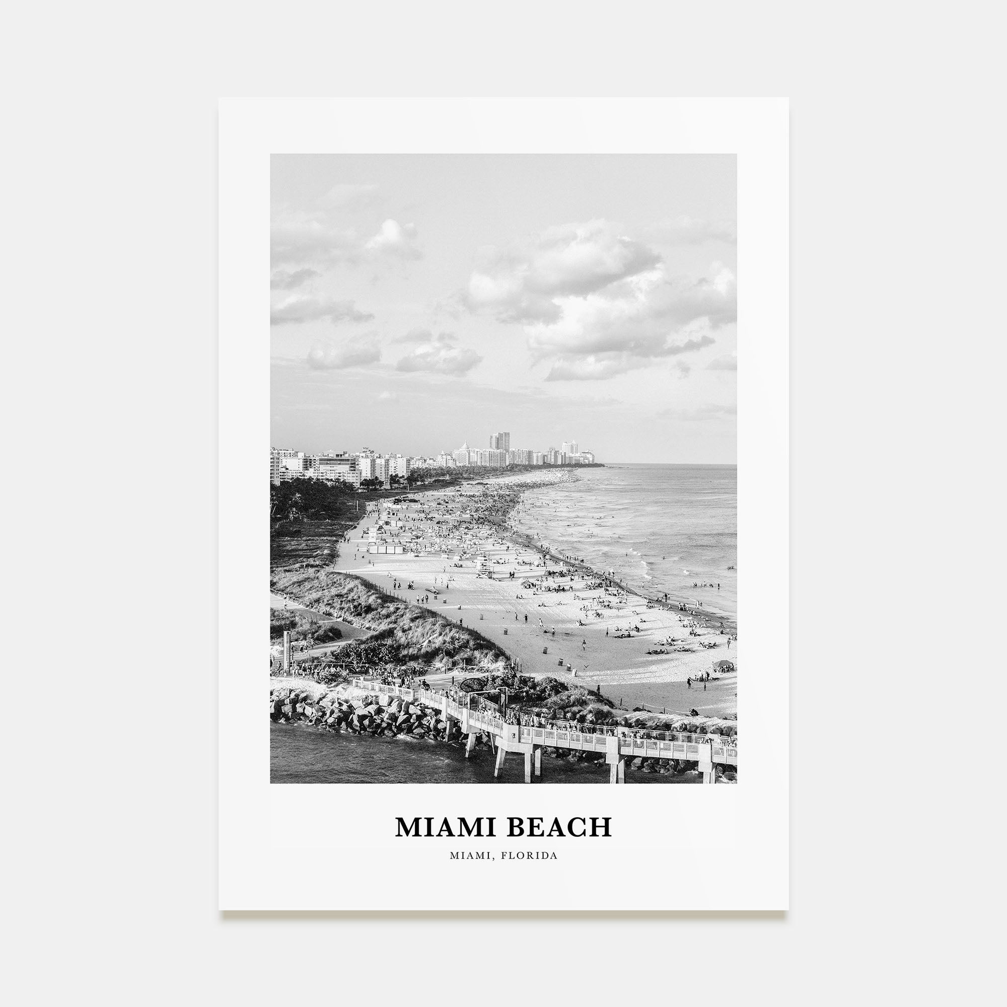 Miami Beach Portrait B&W Poster