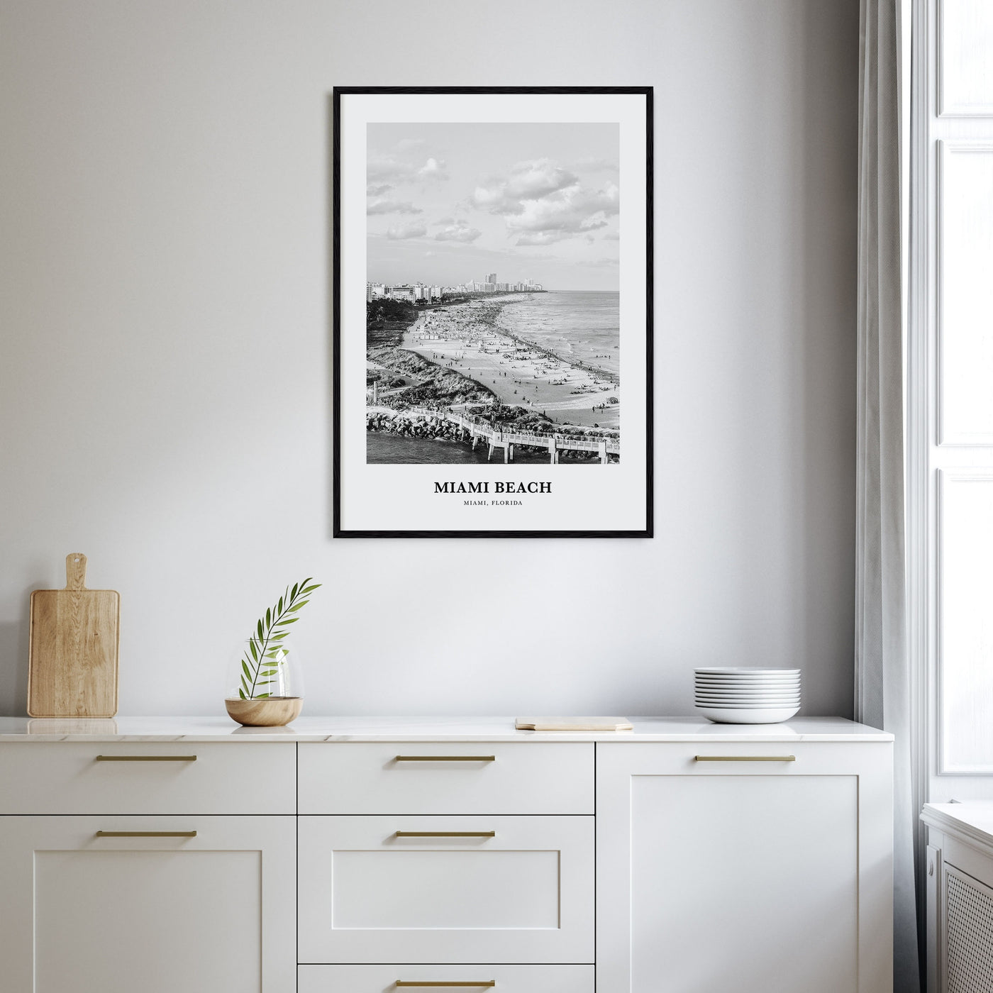 Miami Beach Portrait B&W Poster