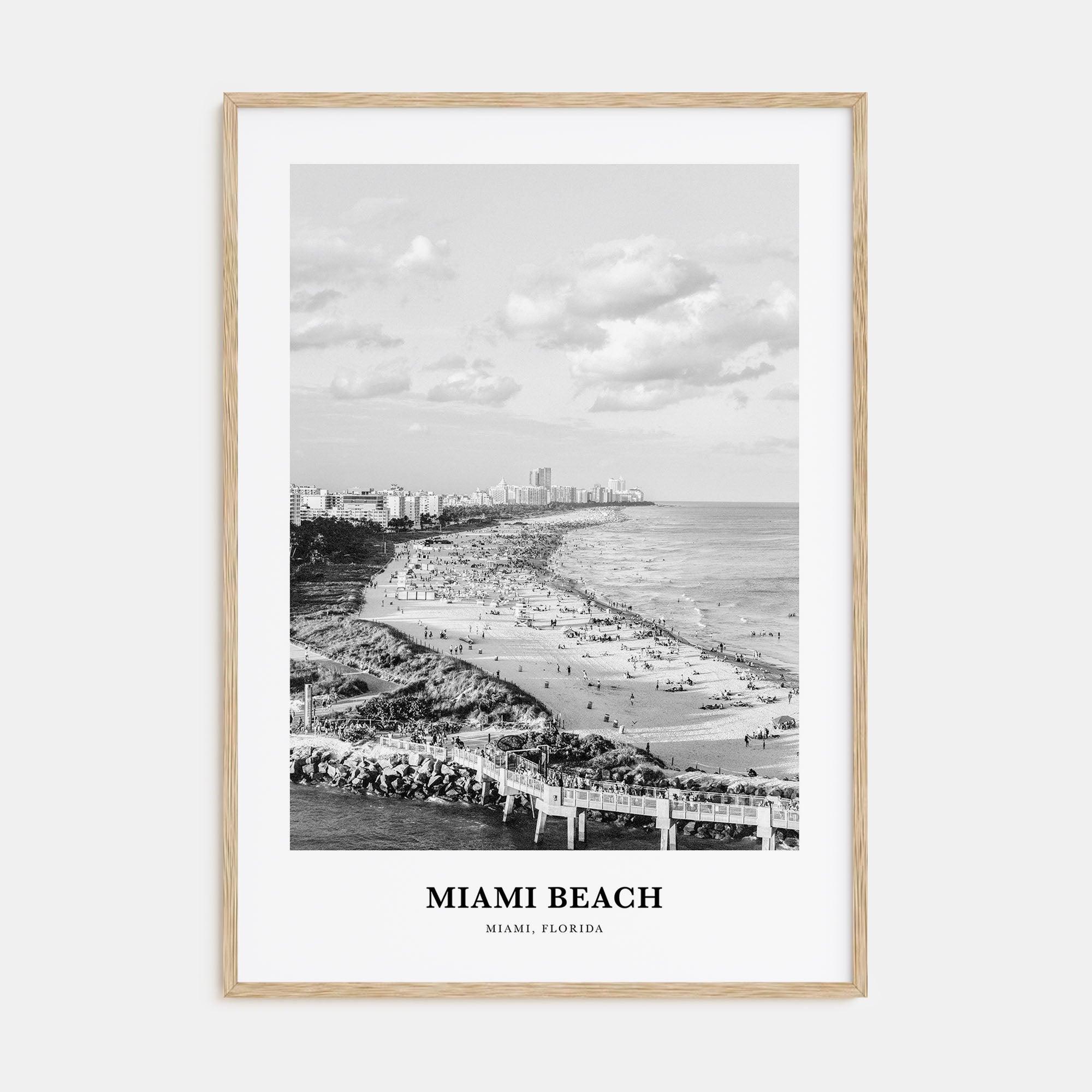 Miami Beach Portrait B&W Poster