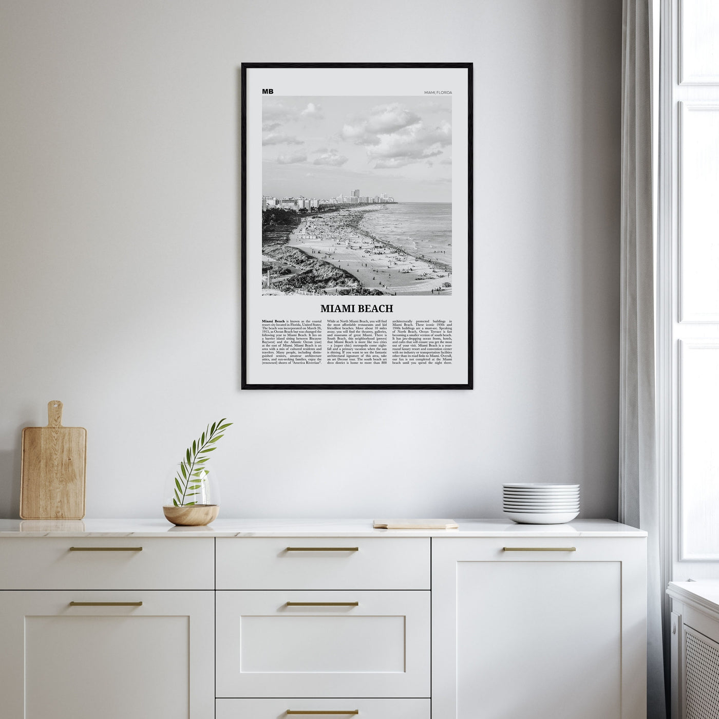 Miami Beach Travel B&W Poster