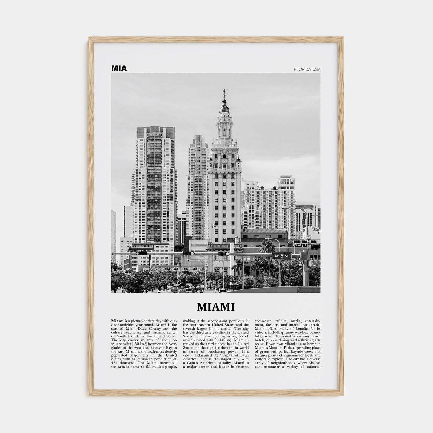 Miami Travel B&W No 2 Poster