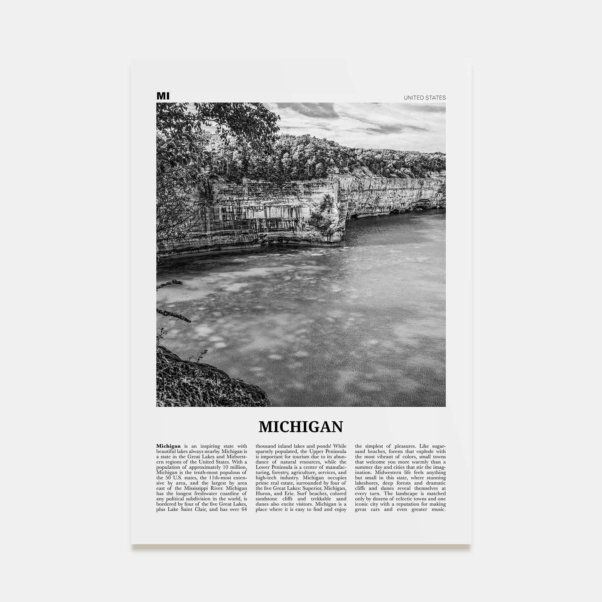 Michigan Travel B&W No 2 Poster