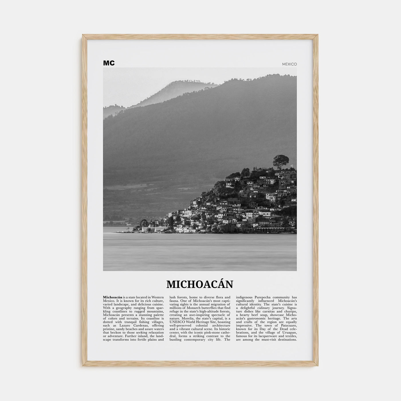 Michoacán Travel B&W Poster