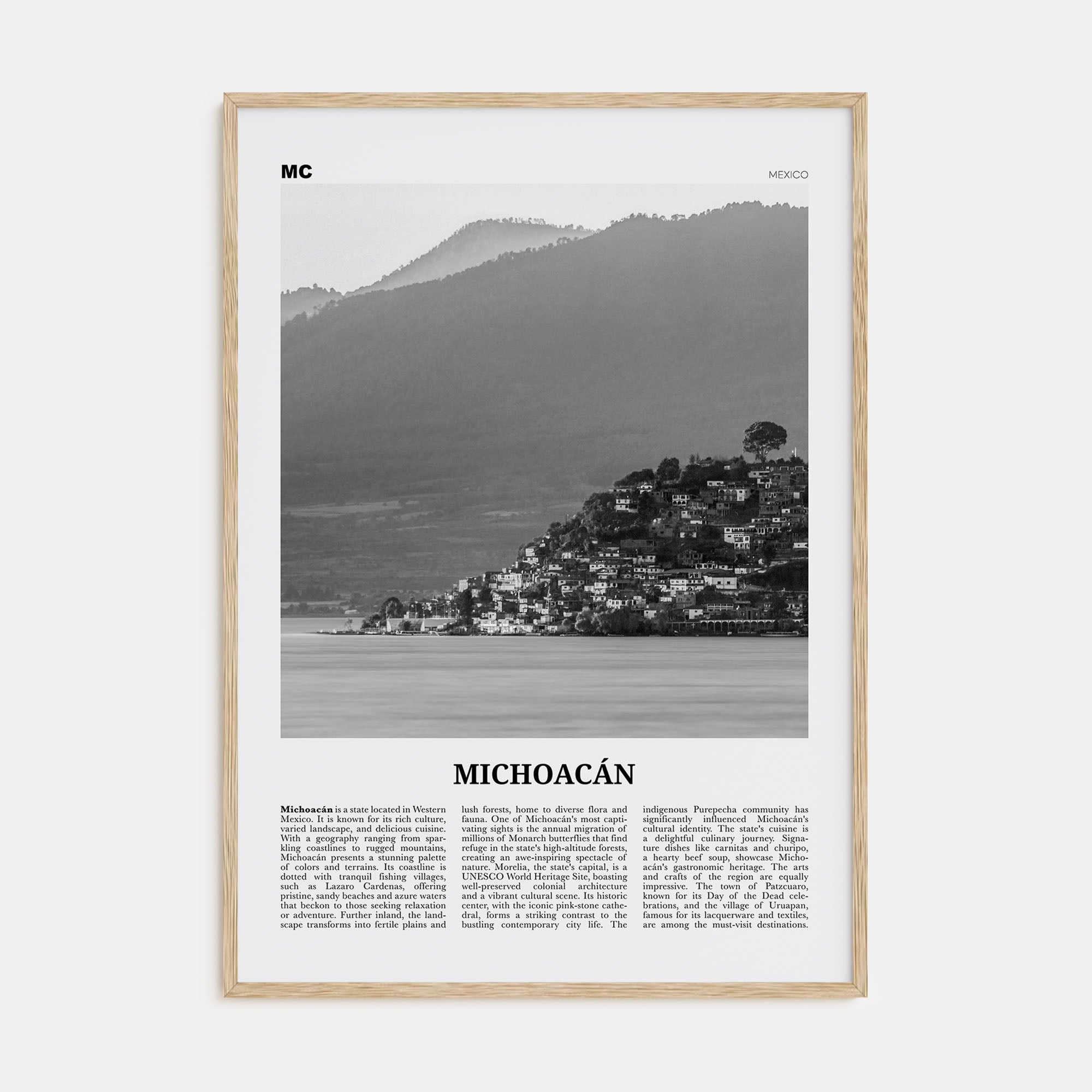 Michoacán Travel B&W Poster