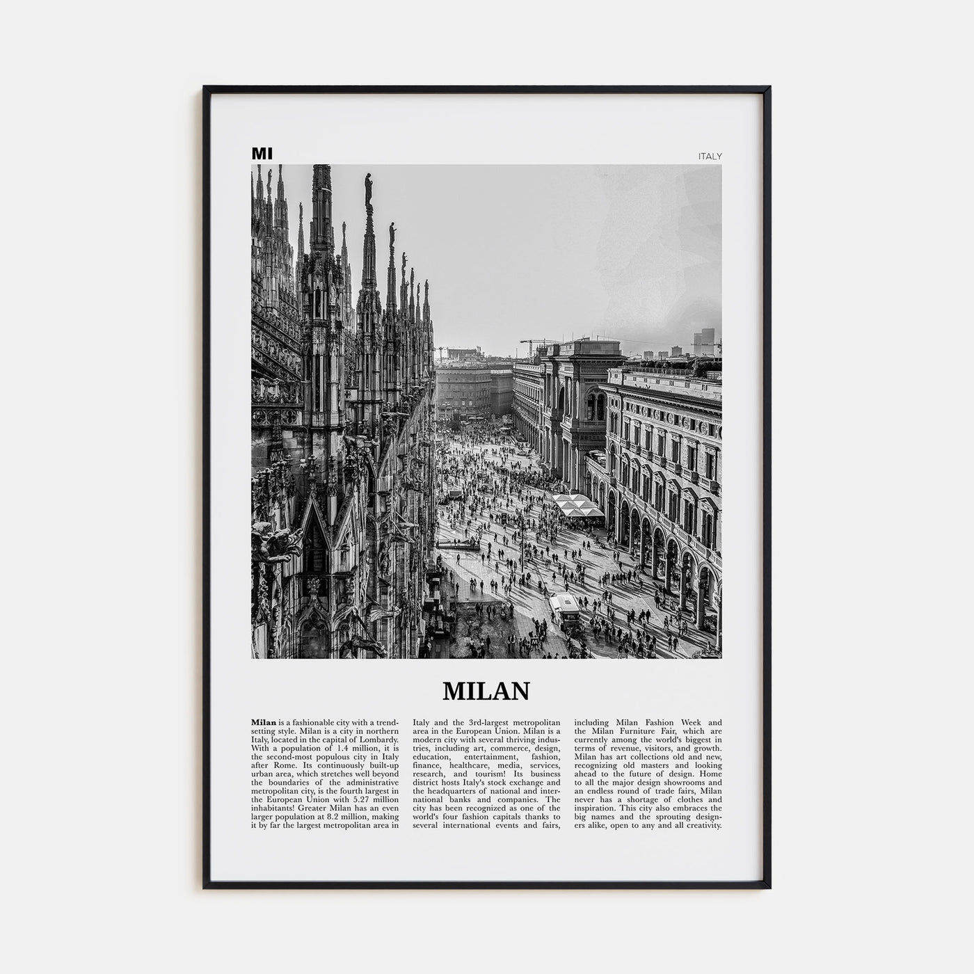 Milan Travel B&W No 1 Poster