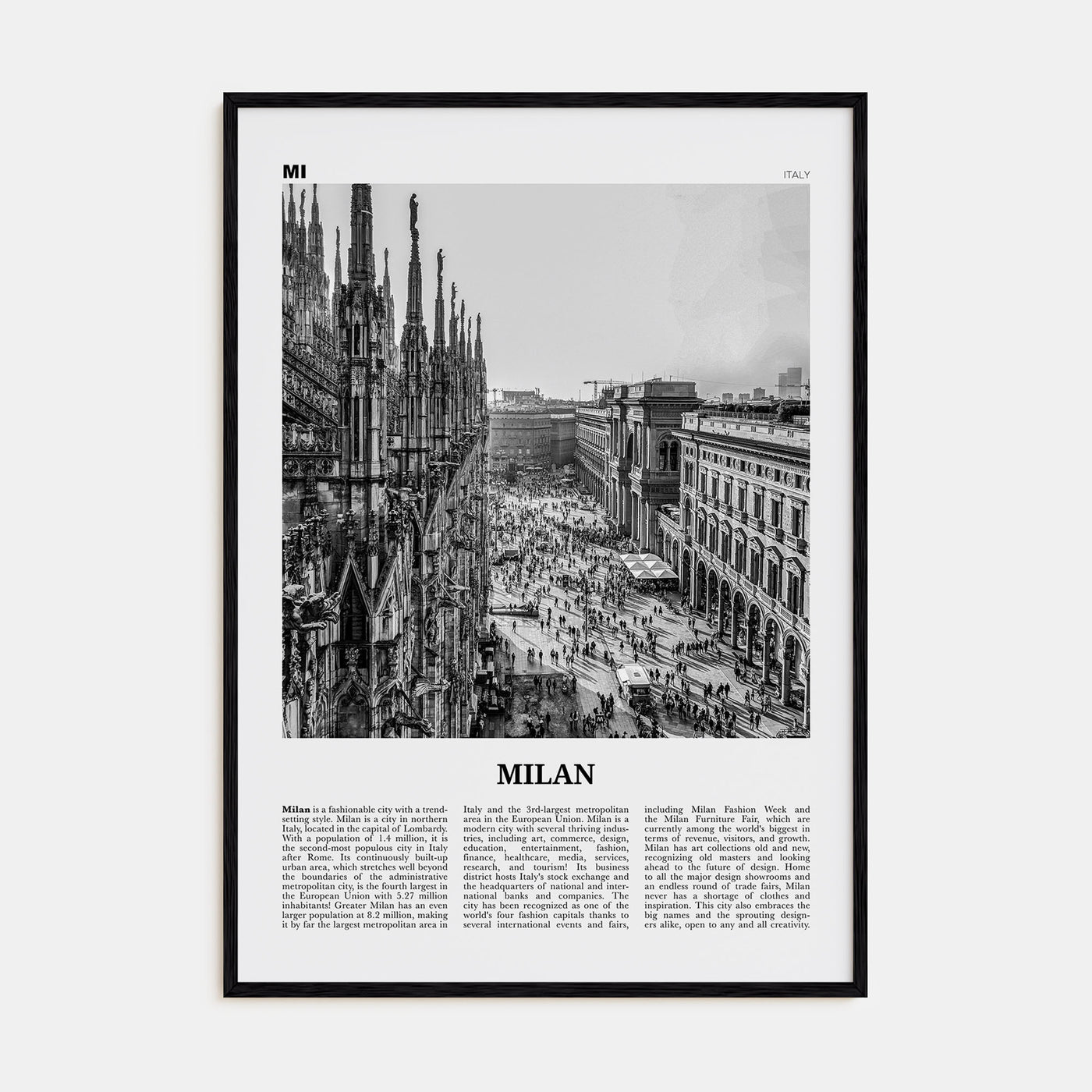 Milan Travel B&W No 1 Poster