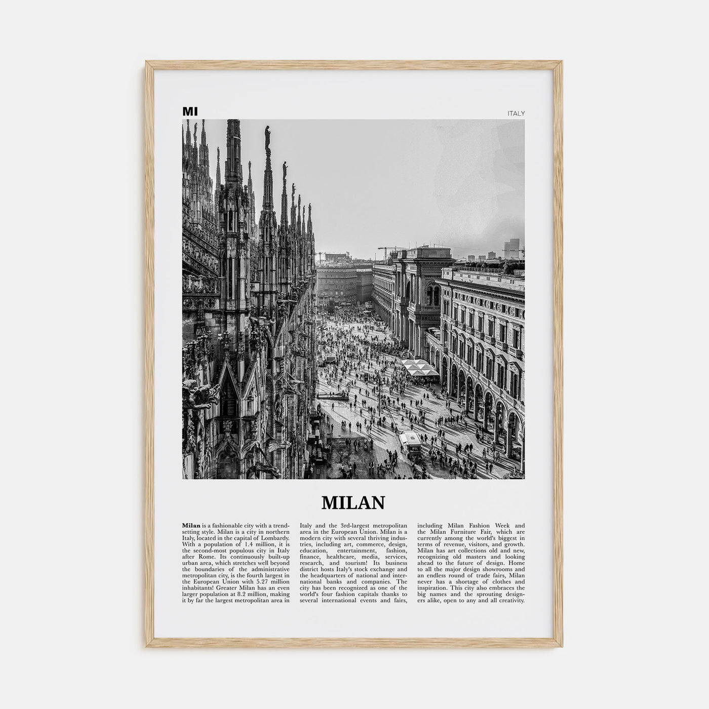Milan Travel B&W No 1 Poster
