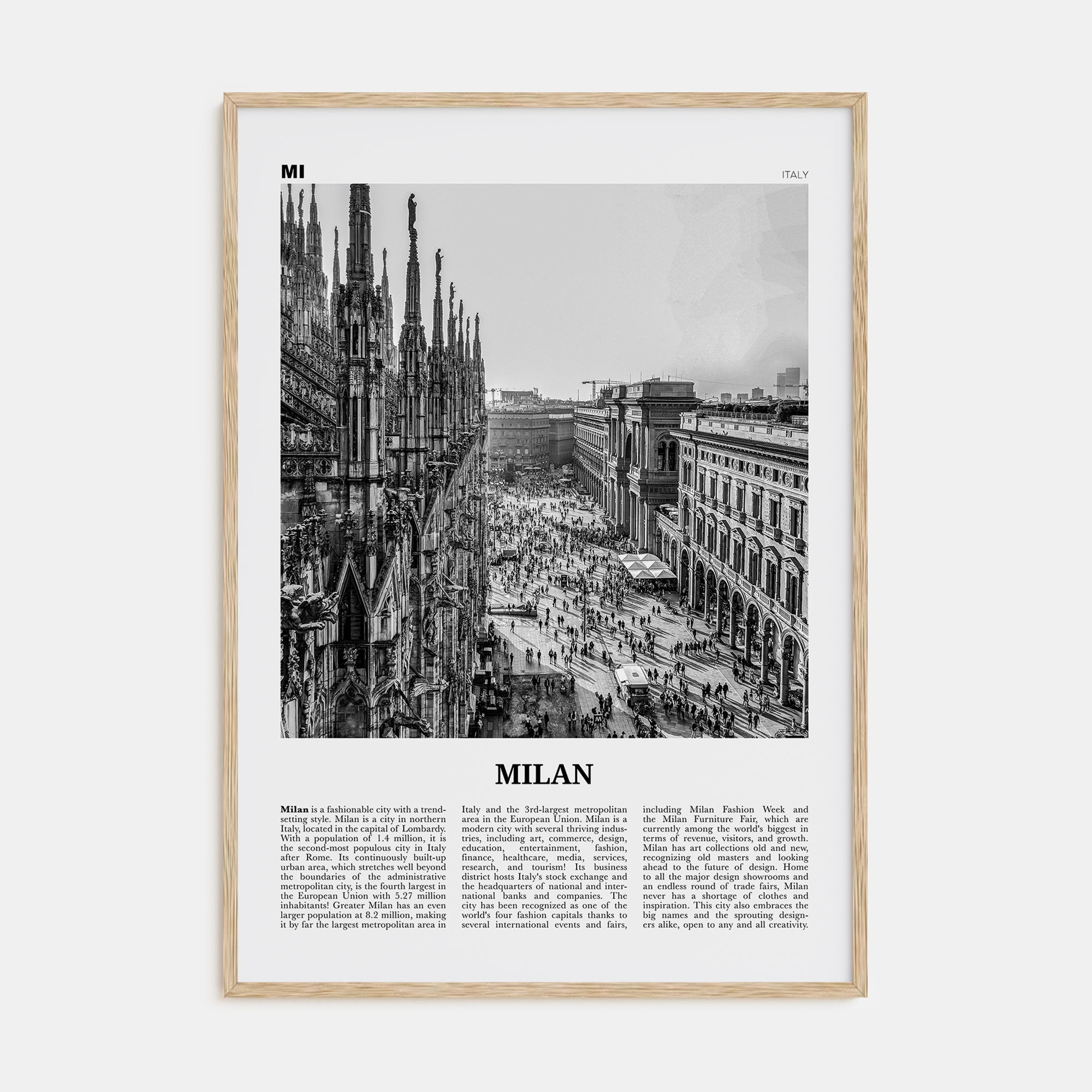 Milan Travel B&W No 1 Poster