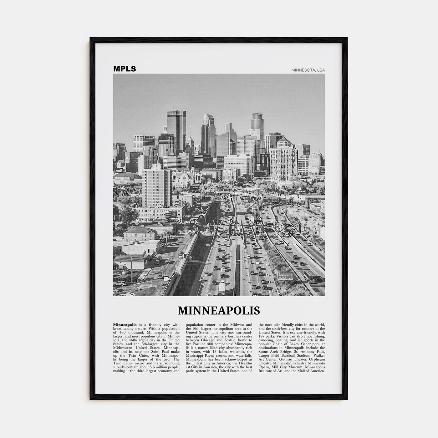 Minneapolis Travel B&W No 2 Poster
