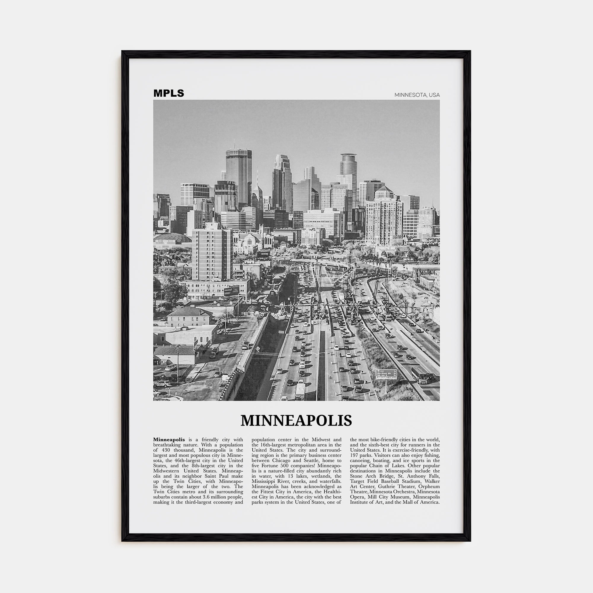Minneapolis Travel B&W No 2 Poster