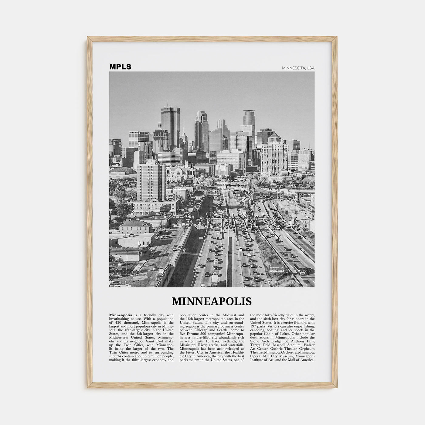 Minneapolis Travel B&W No 2 Poster