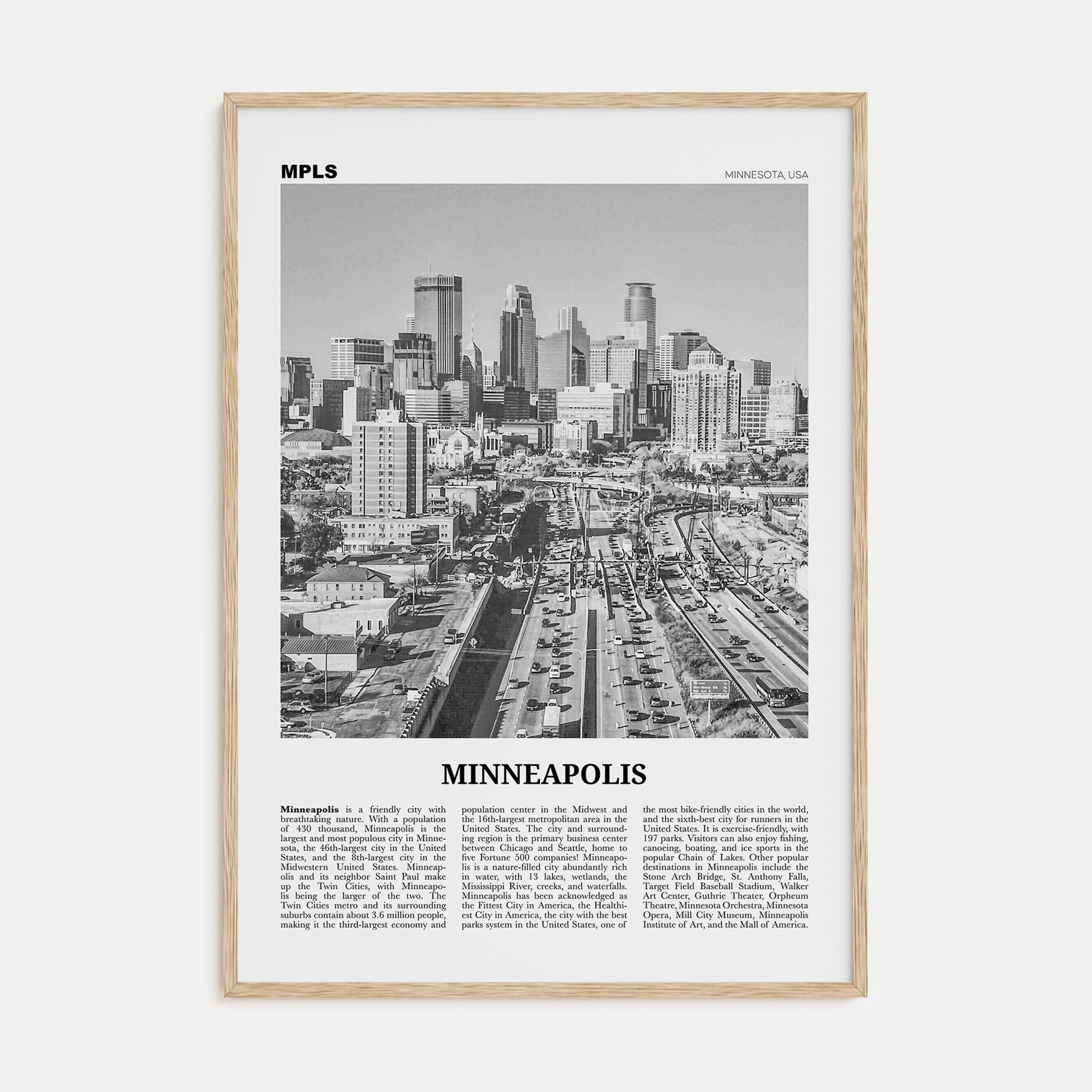Minneapolis Travel B&W No 2 Poster