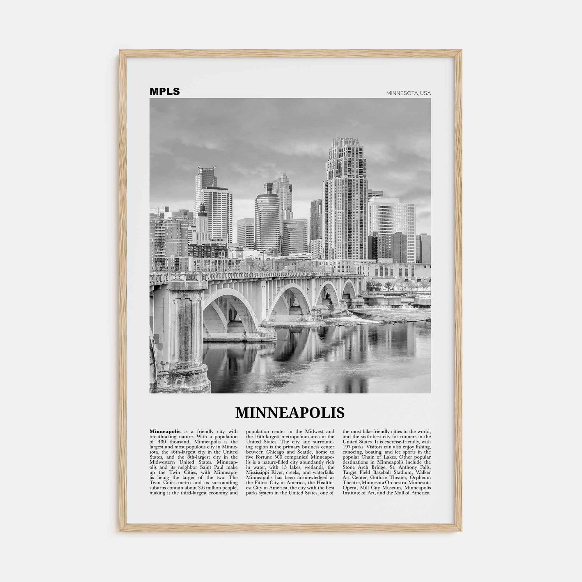 Minneapolis Travel B&W No 3 Poster