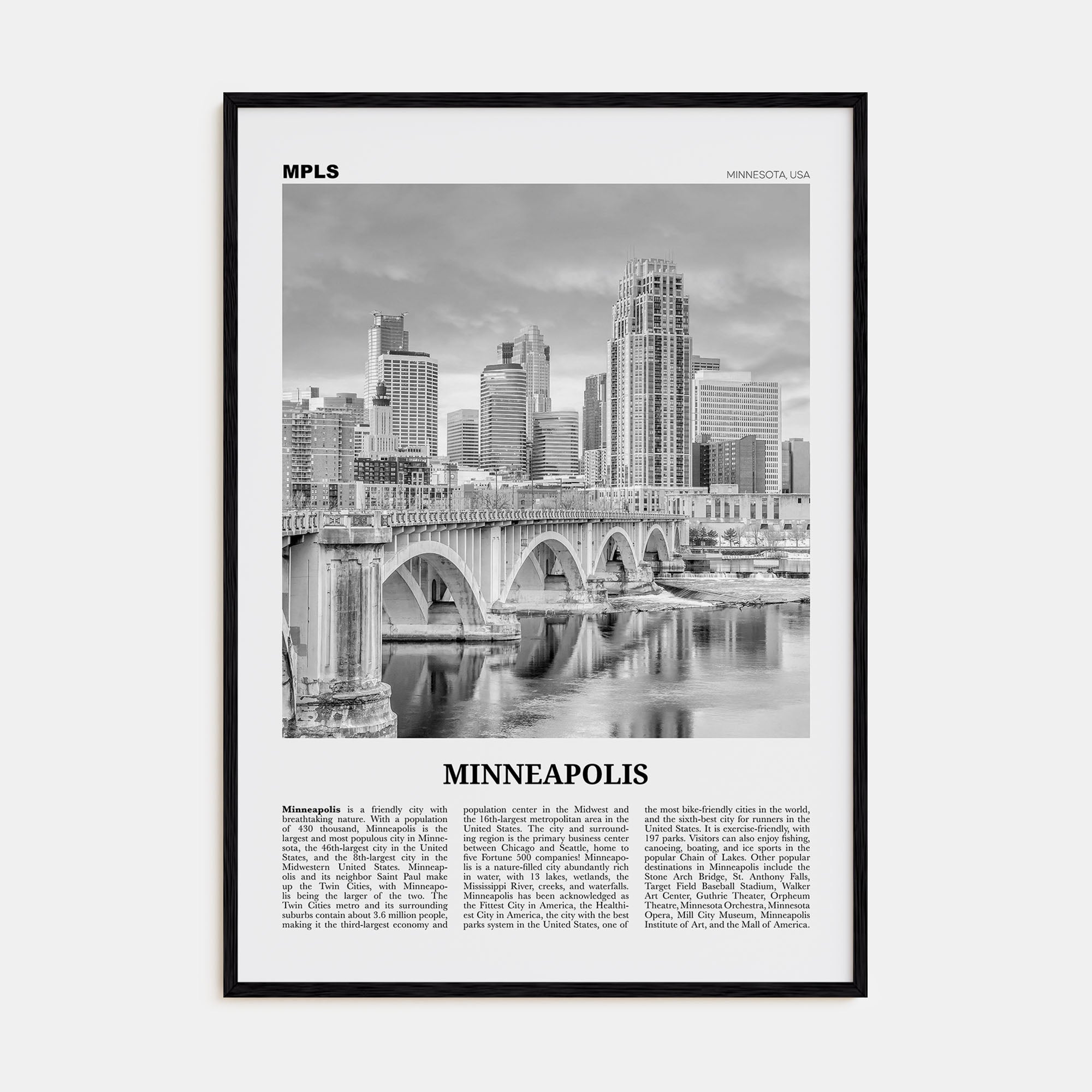 Minneapolis Travel B&W No 3 Poster