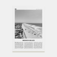 Mission Beach, San Diego Travel B&W No 1 Poster