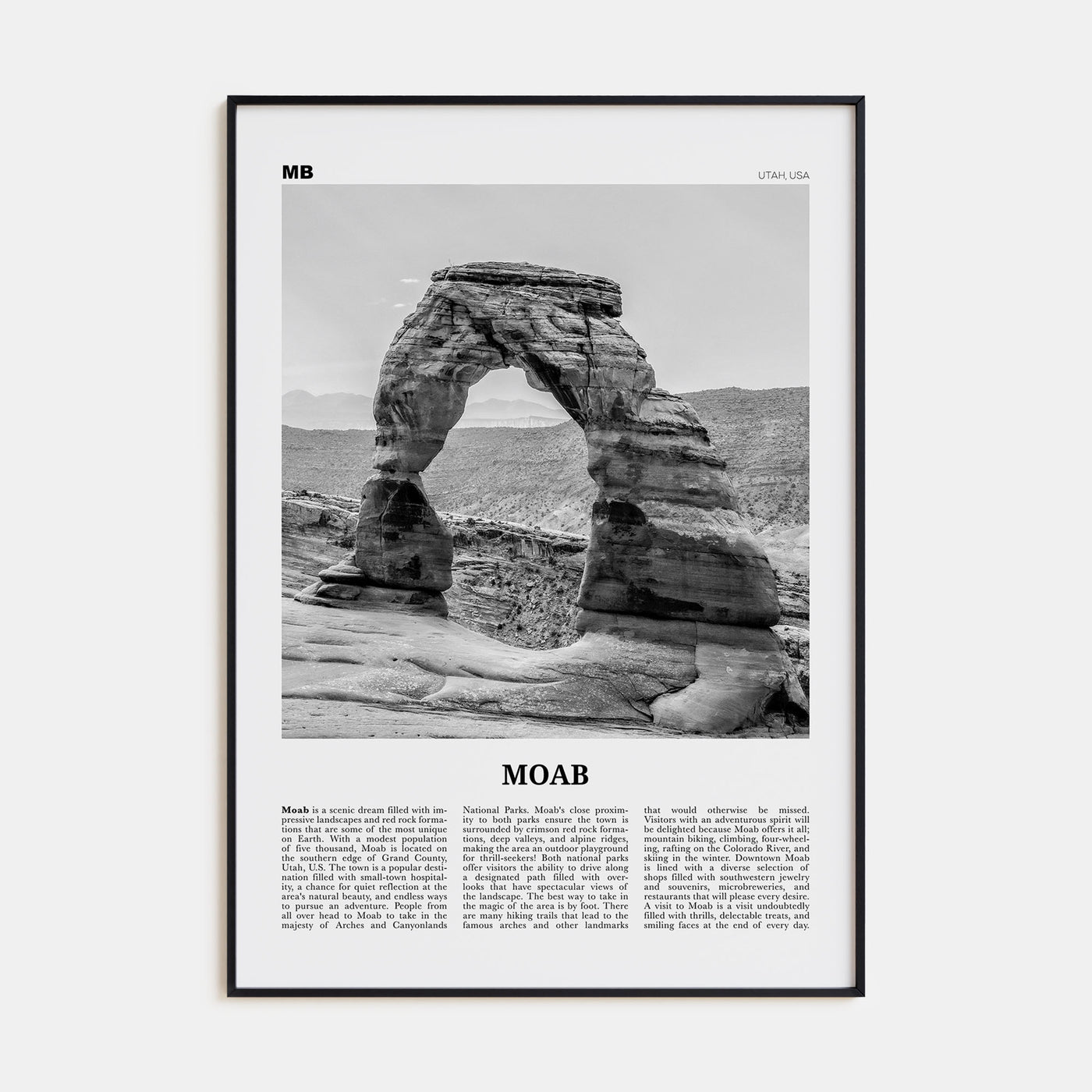 Moab Travel B&W Poster