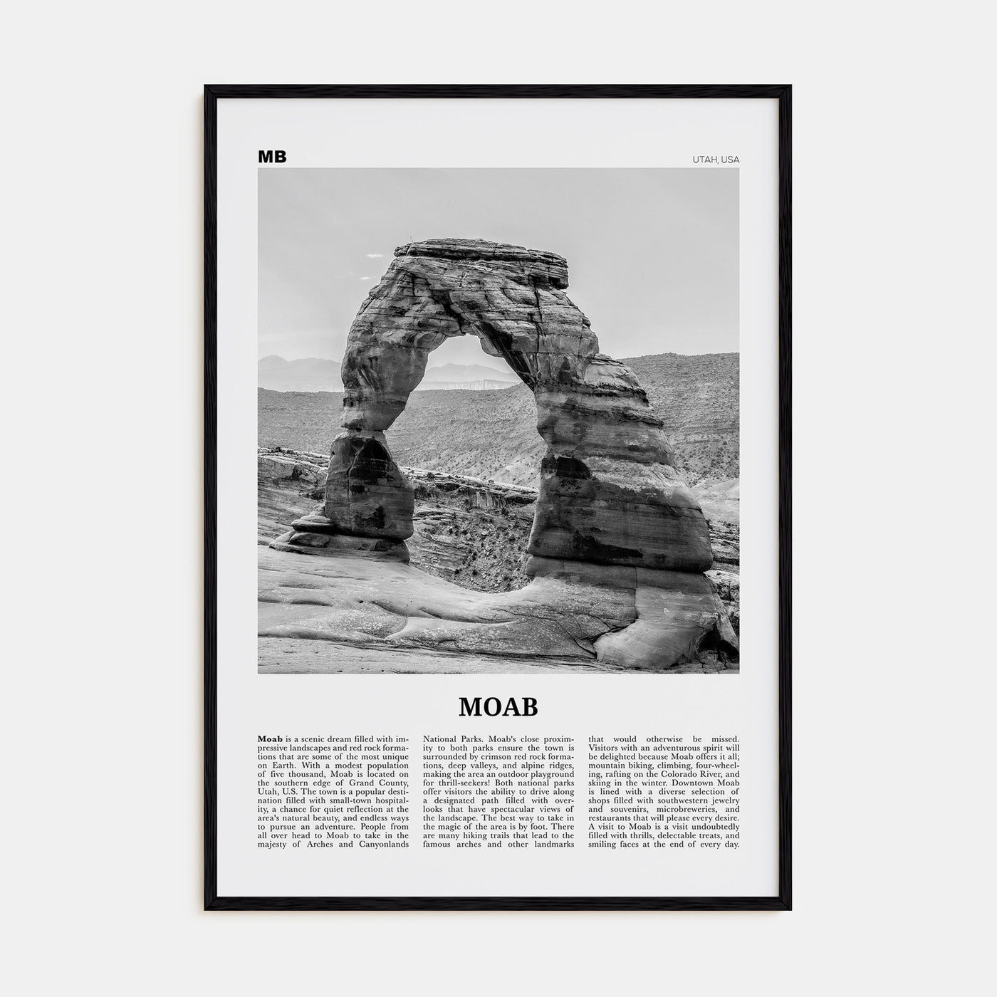 Moab Travel B&W Poster