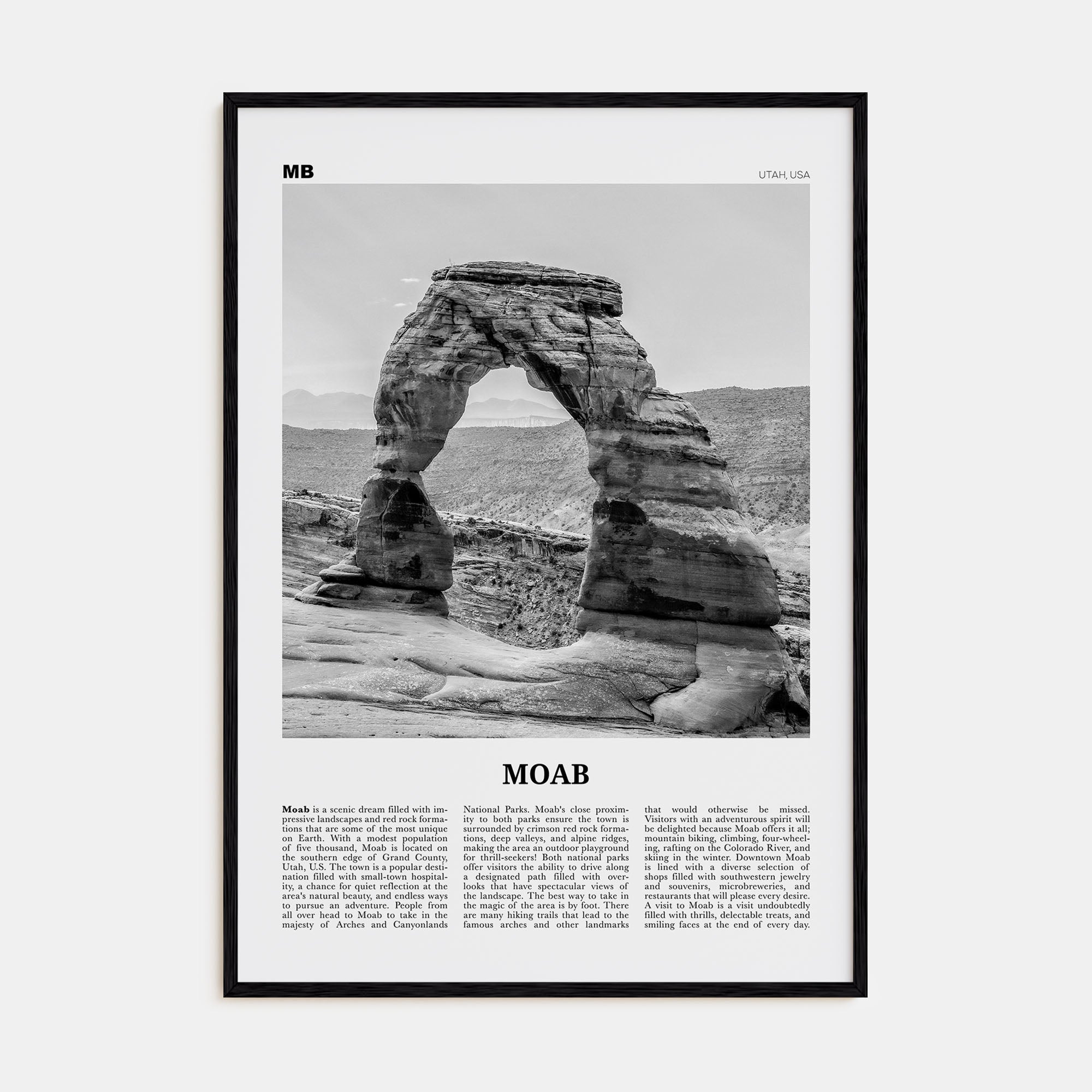 Moab Travel B&W Poster
