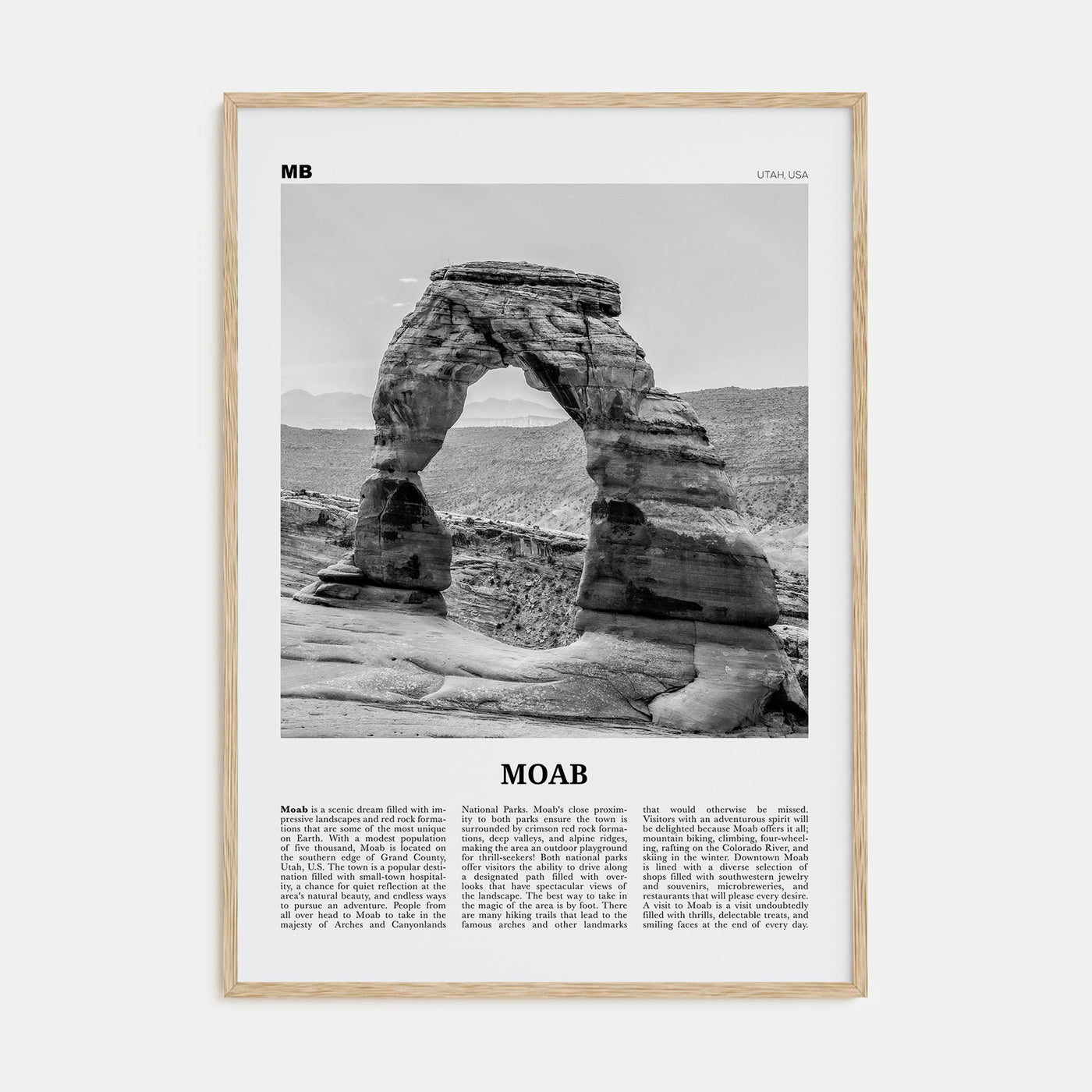 Moab Travel B&W Poster