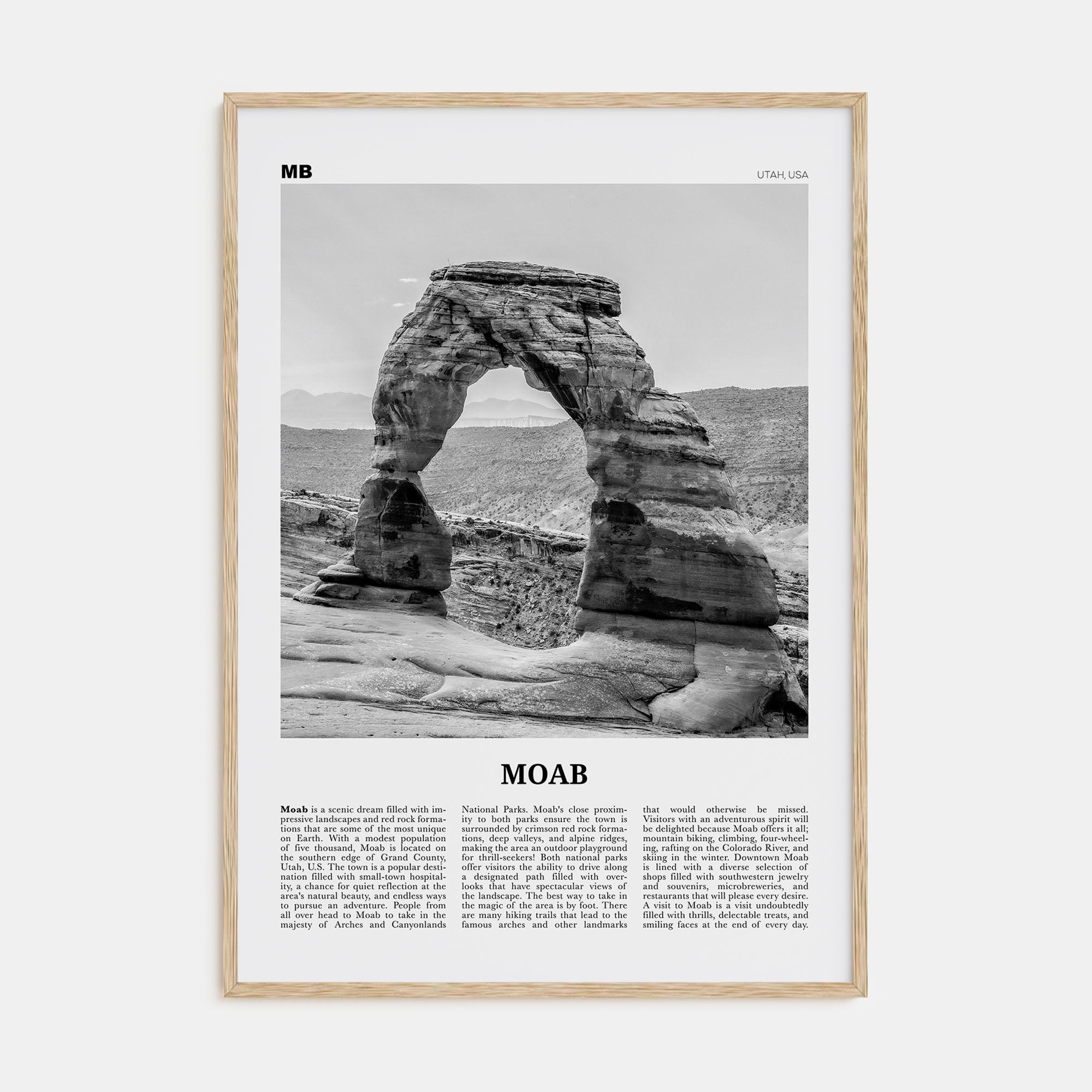 Moab Travel B&W Poster