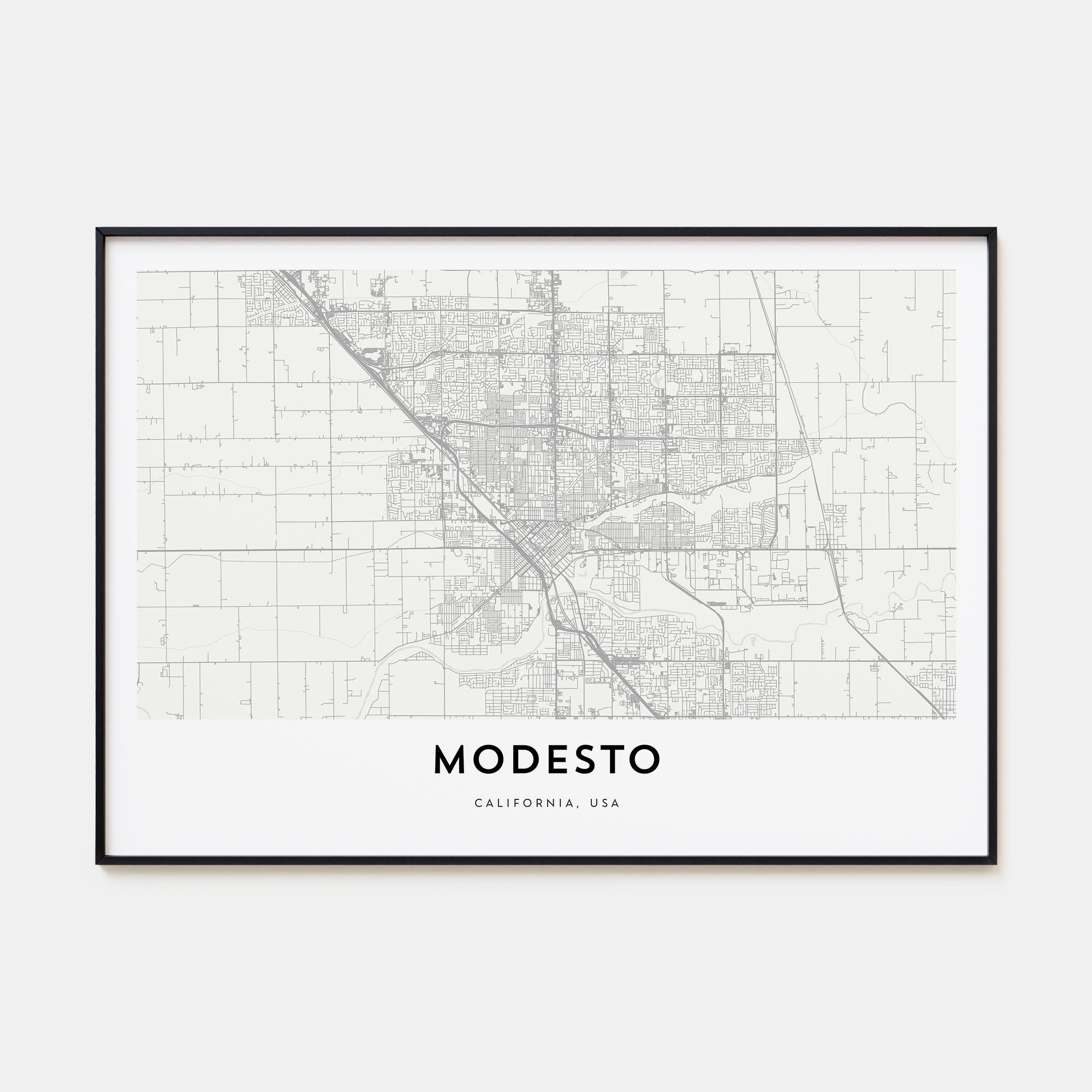 Modesto Map Landscape Poster