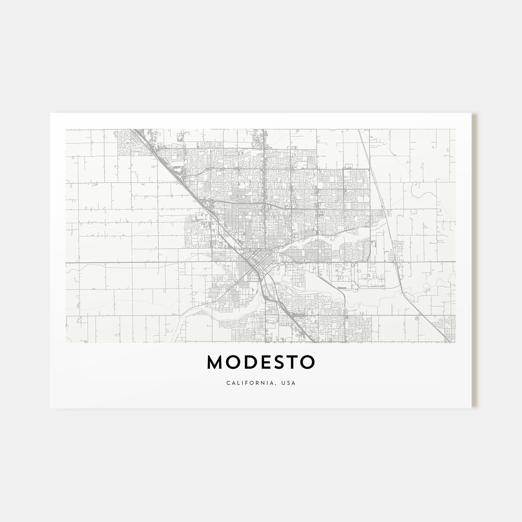 Modesto Map Landscape Poster