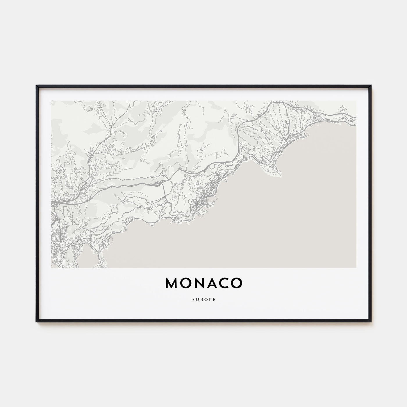 Monaco Map Landscape Poster