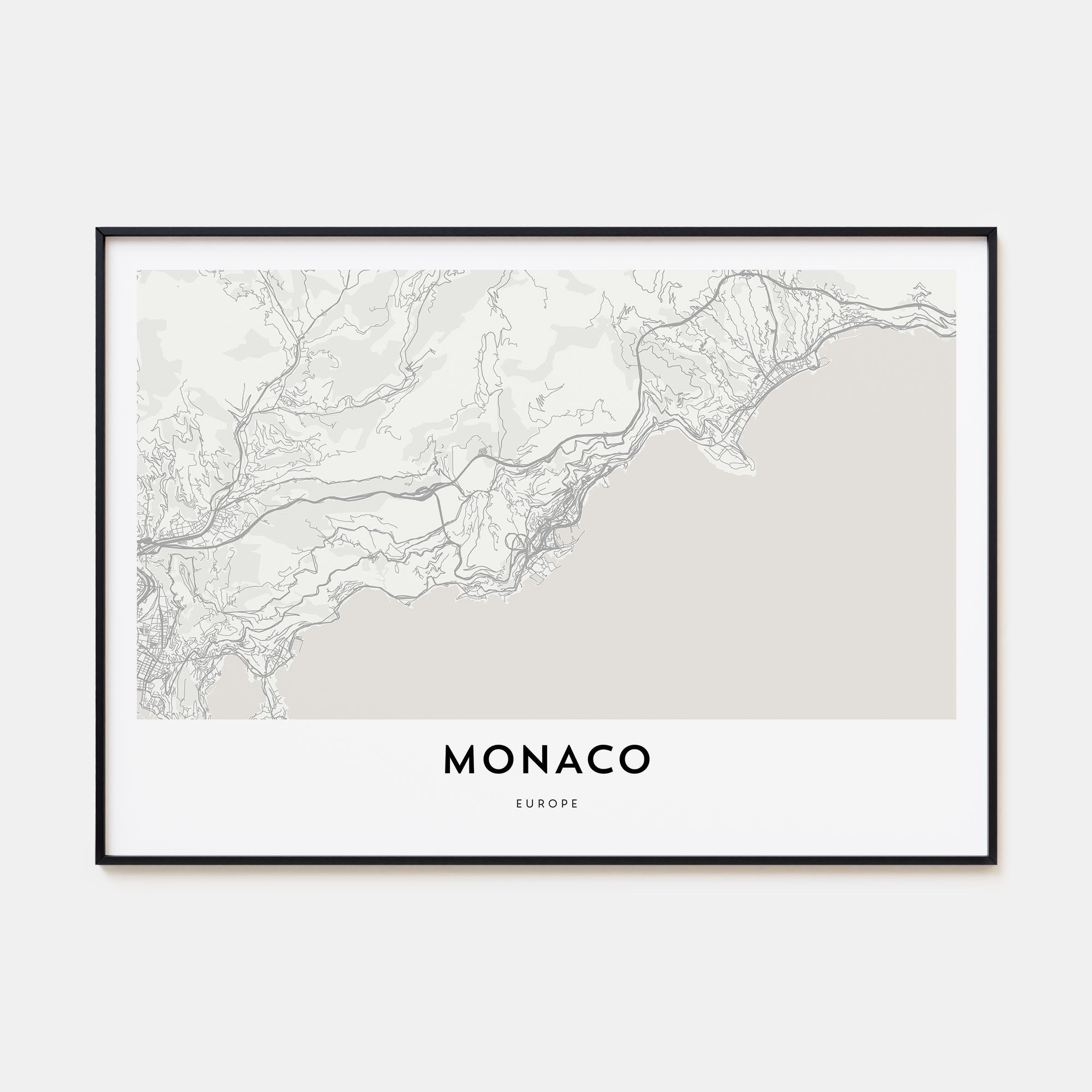 Monaco Map Landscape Poster