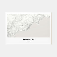 Monaco Map Landscape Poster