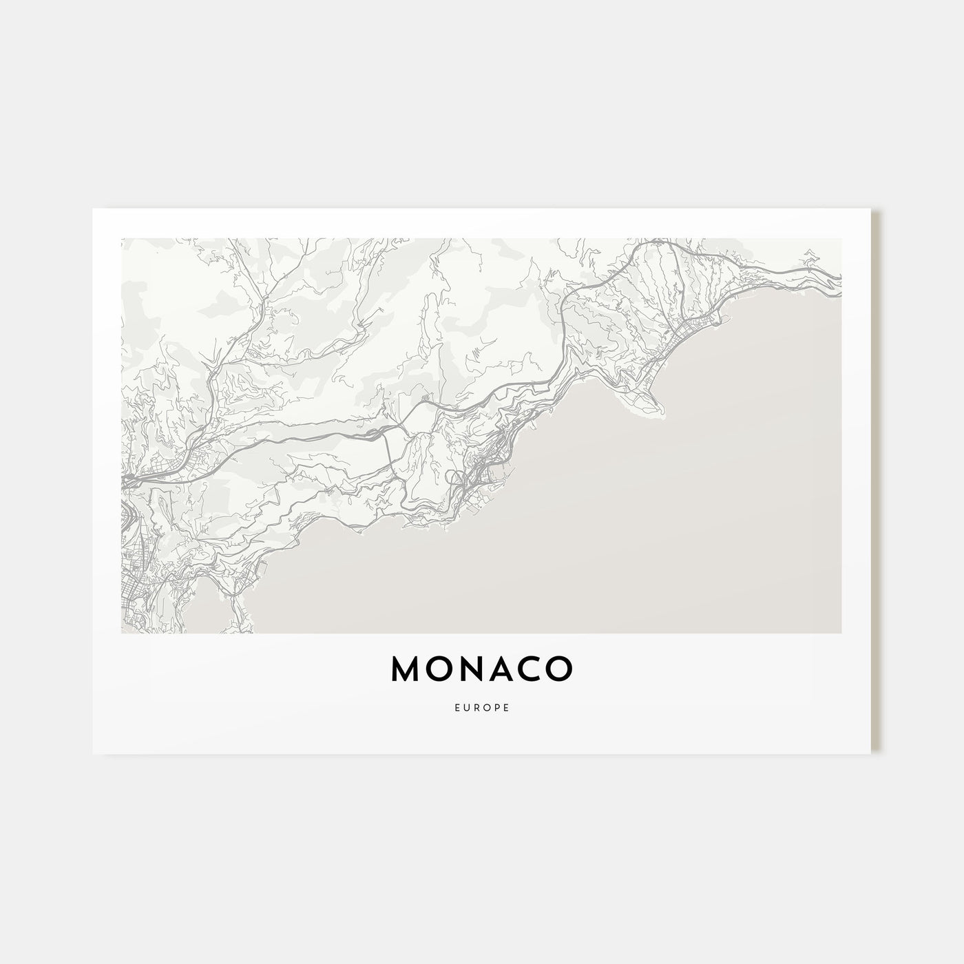 Monaco Map Landscape Poster