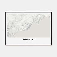 Monaco Map Landscape Poster