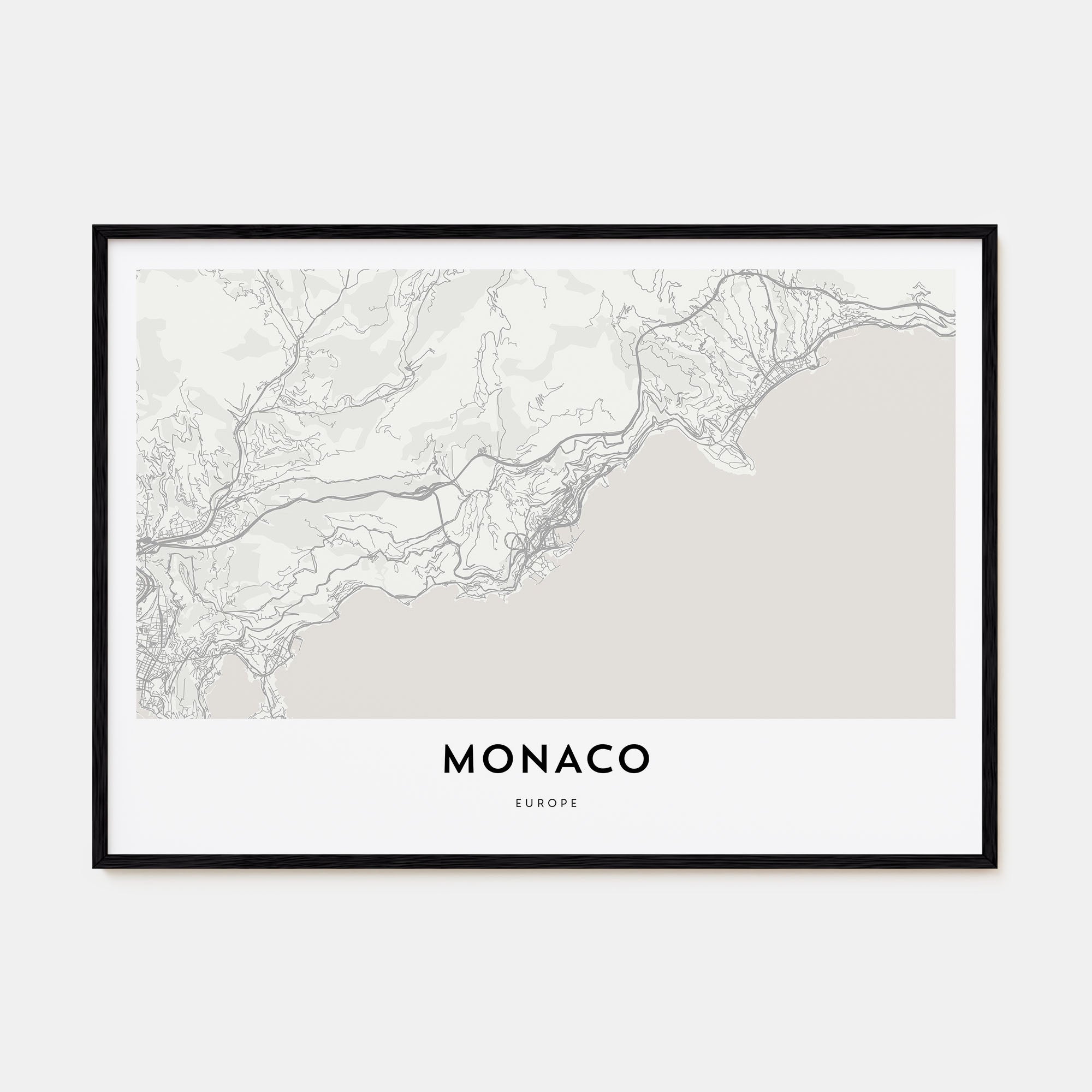 Monaco Map Landscape Poster