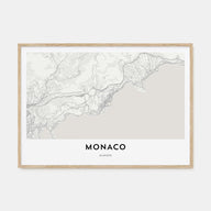 Monaco Map Landscape Poster