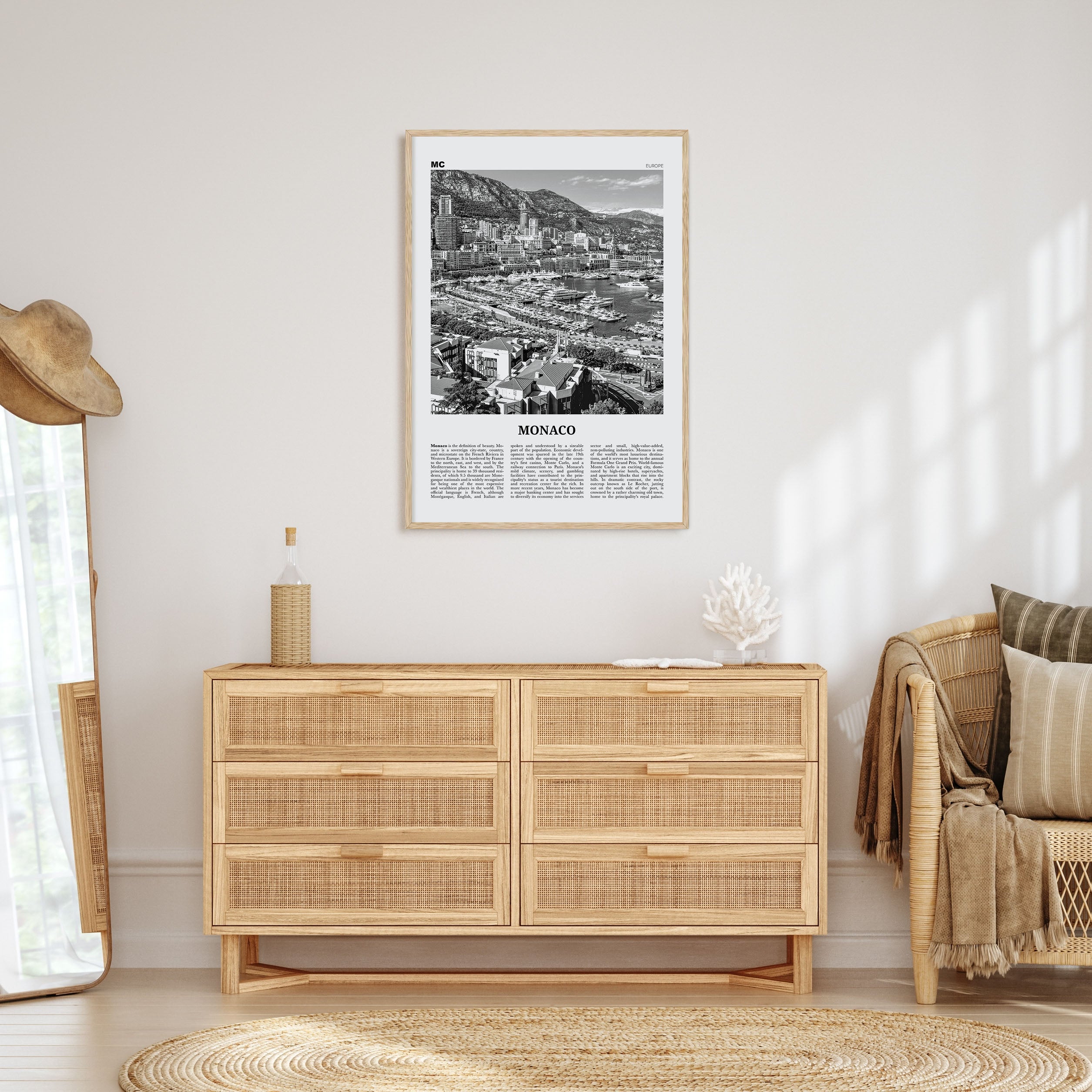 Monaco Travel B&W Poster