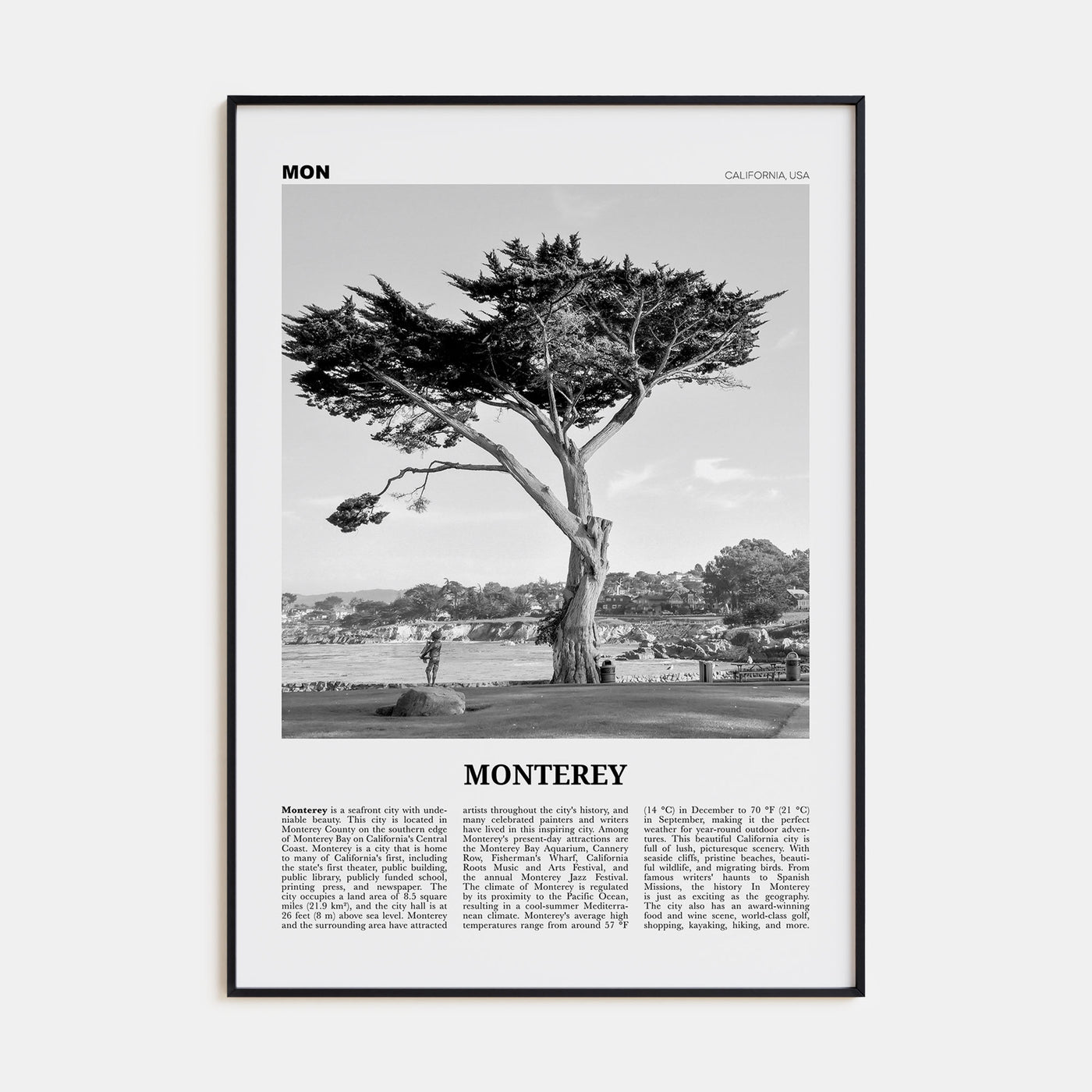 Monterey Travel B&W Poster
