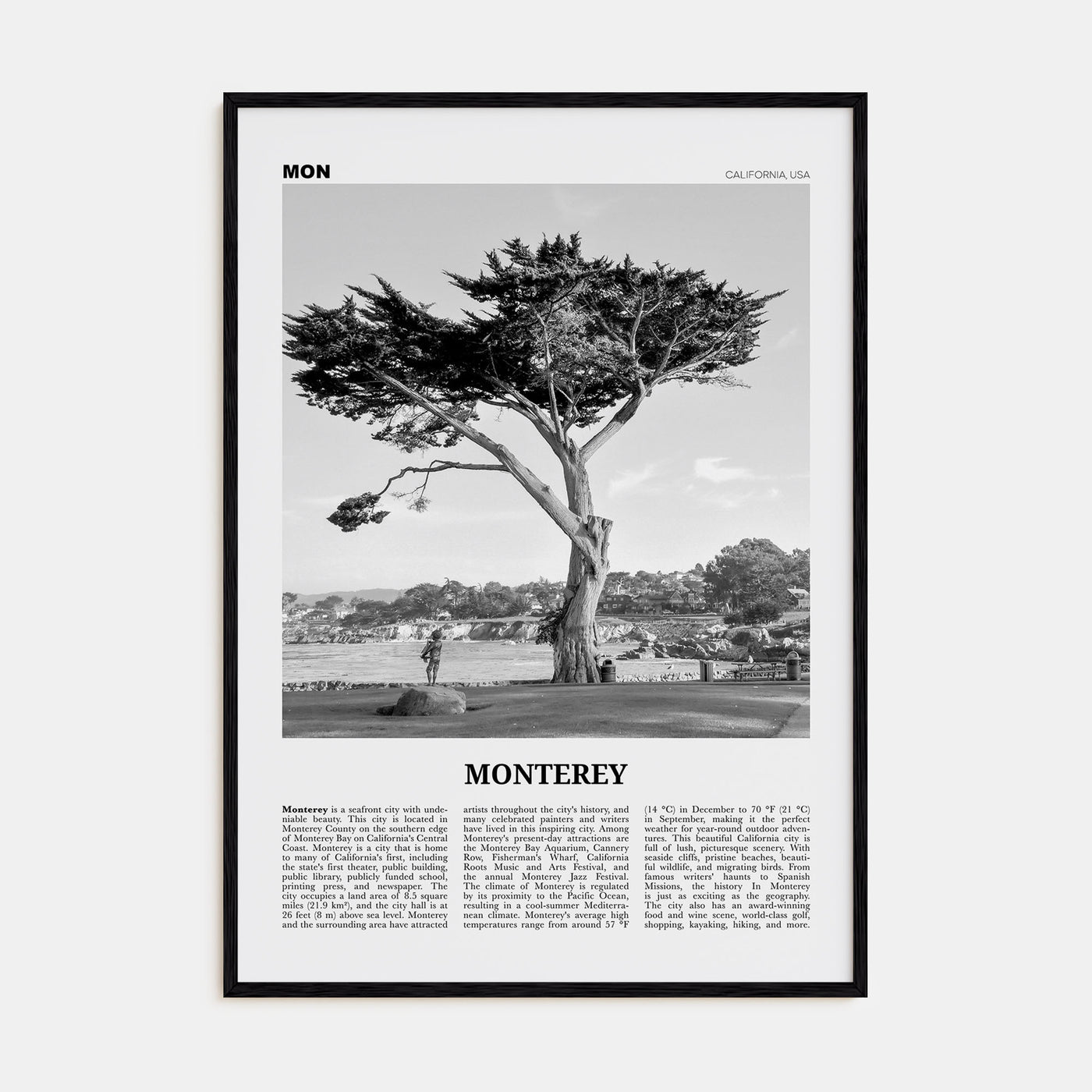 Monterey Travel B&W Poster