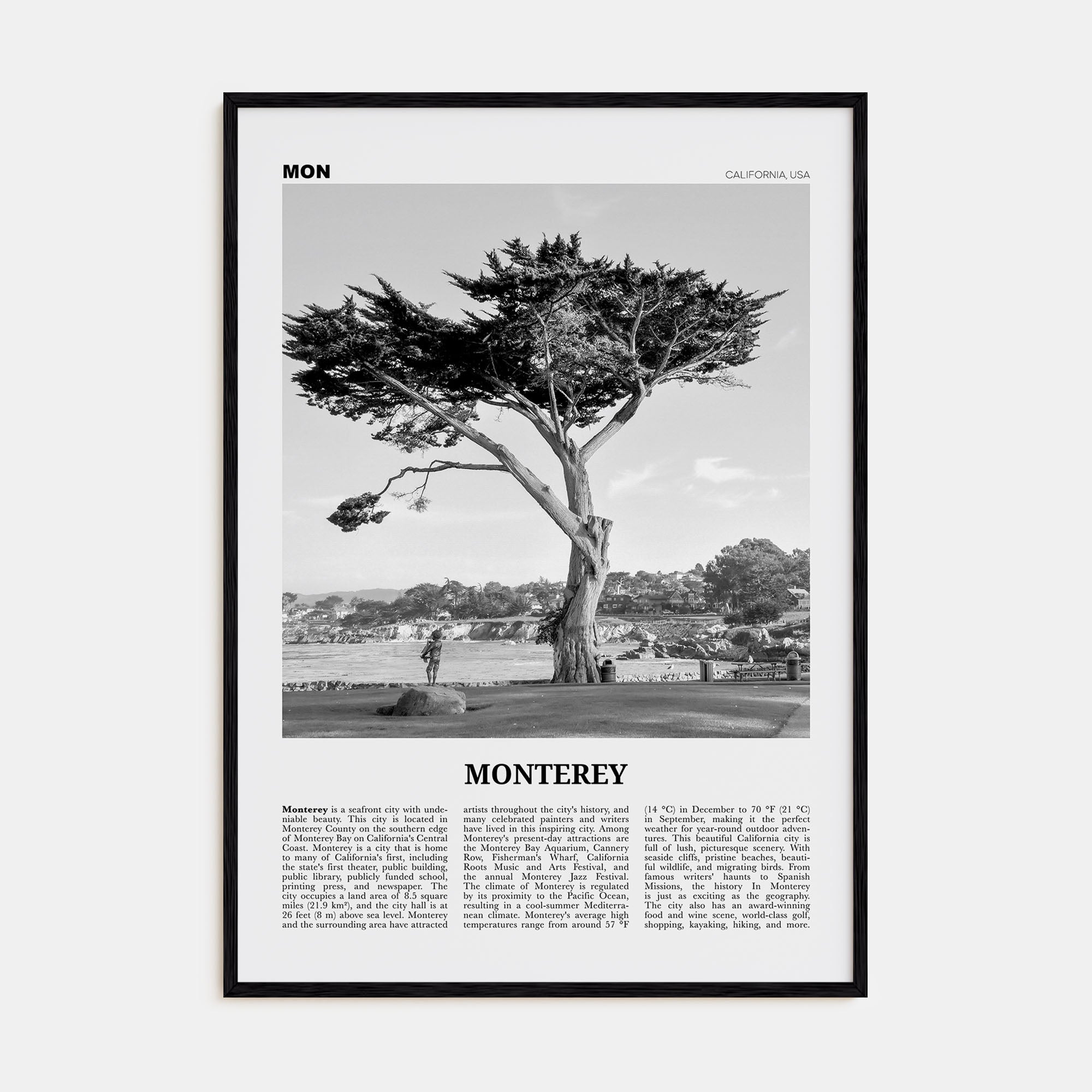 Monterey Travel B&W Poster