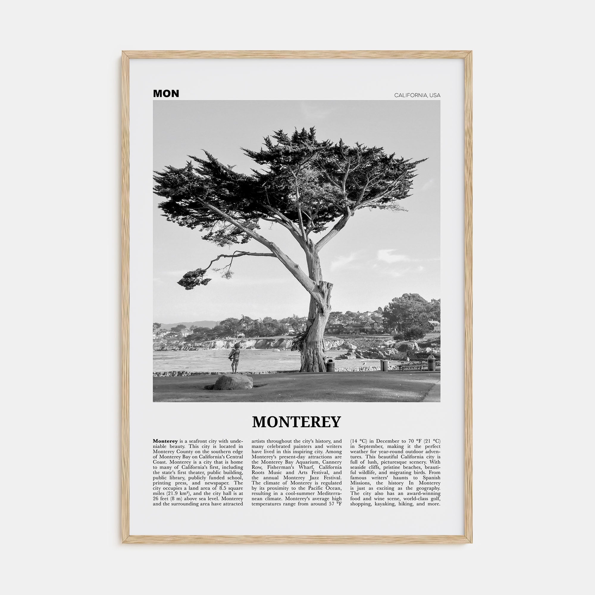 Monterey Travel B&W Poster