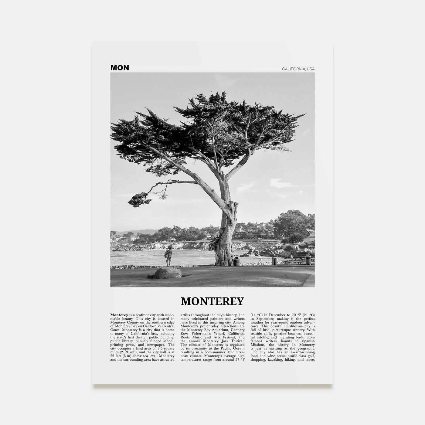 Monterey Travel B&W Poster