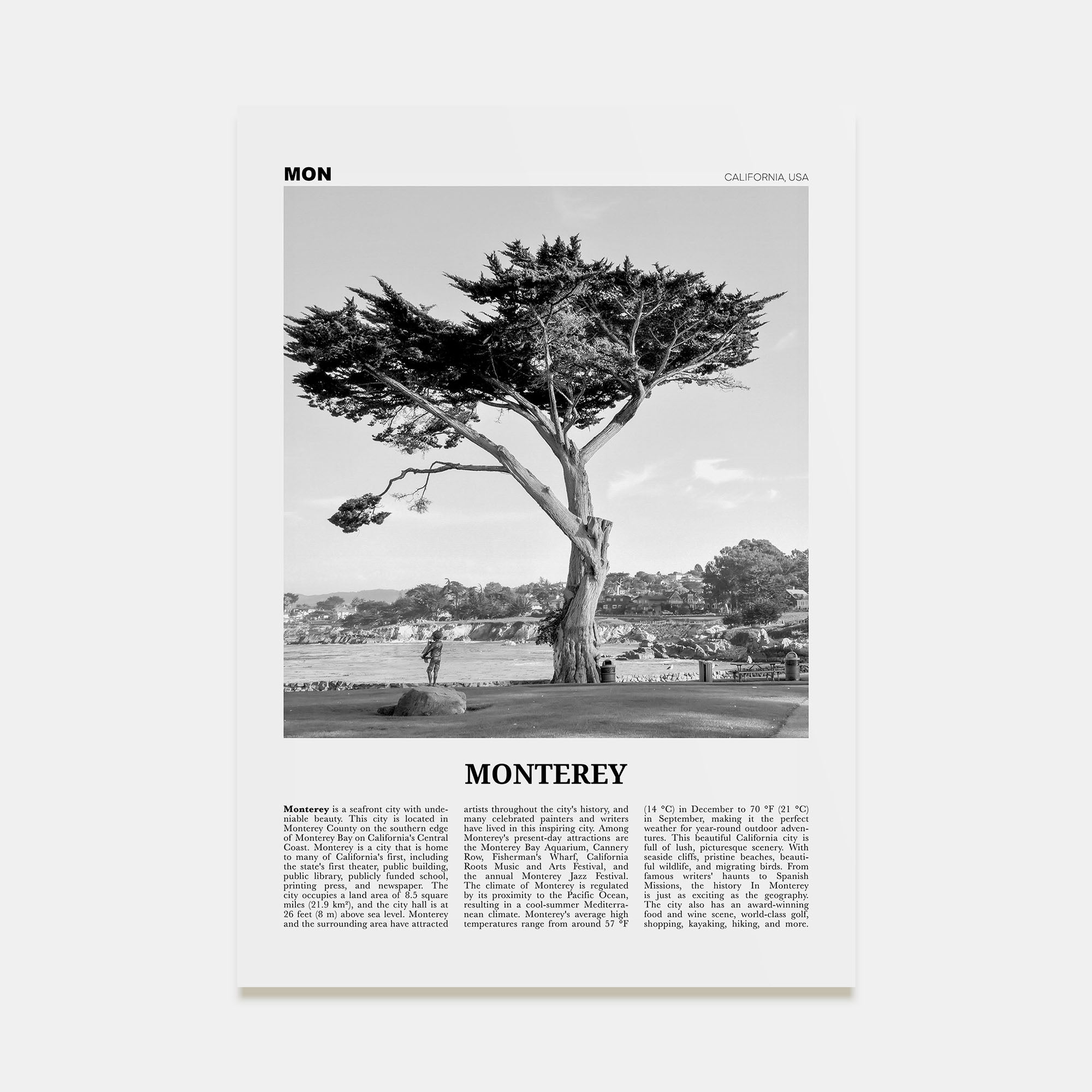 Monterey Travel B&W Poster