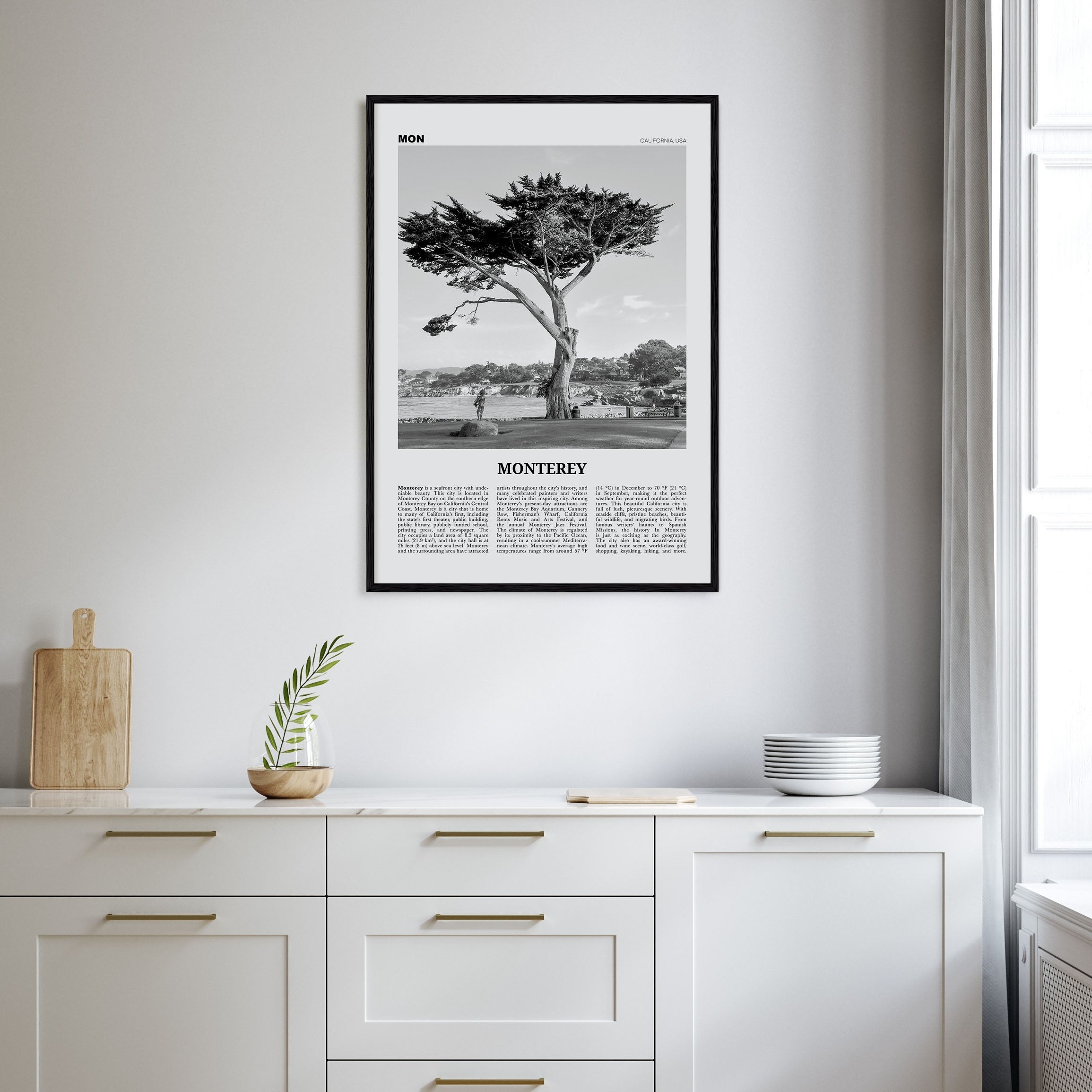Monterey Travel B&W Poster