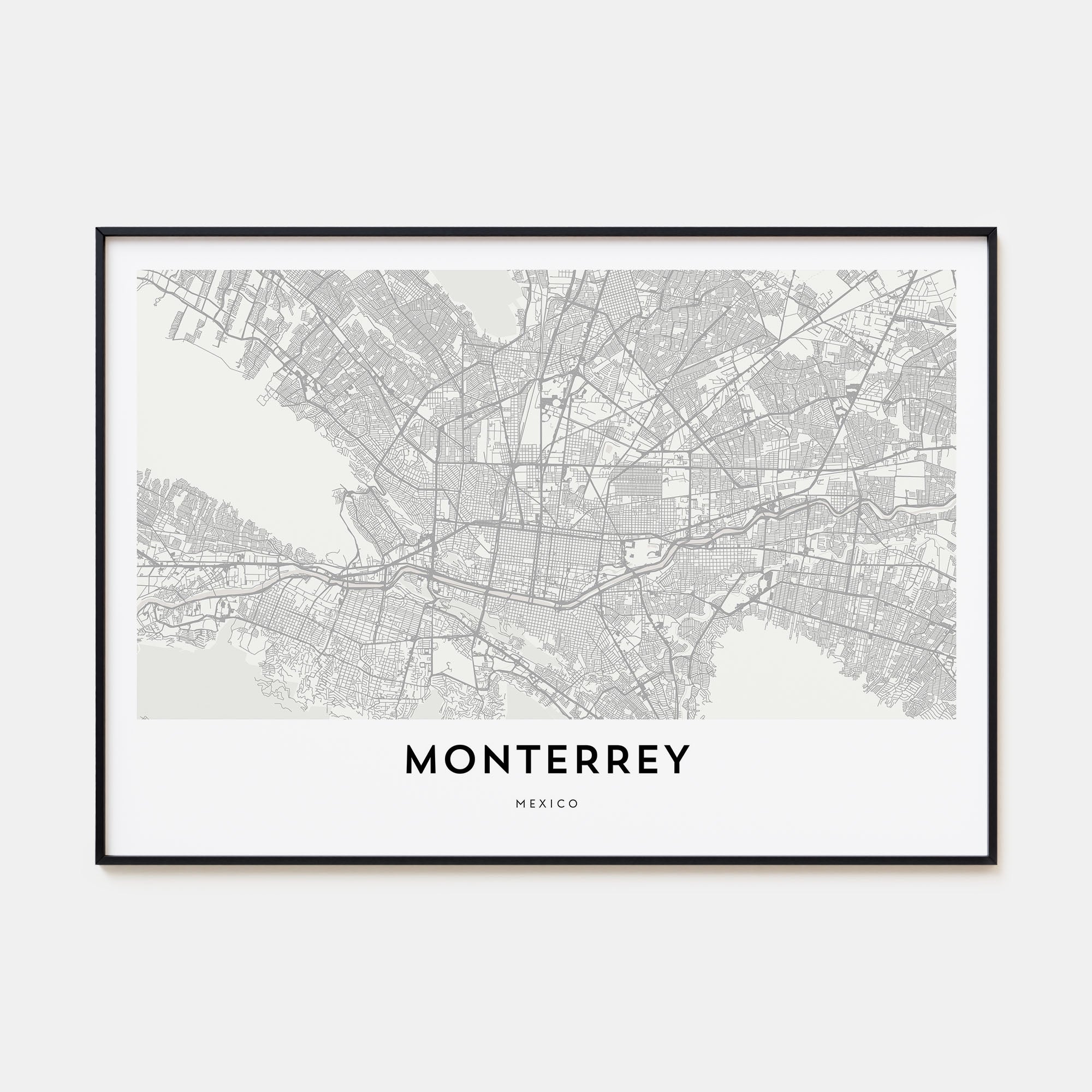 Monterrey Map Landscape Poster