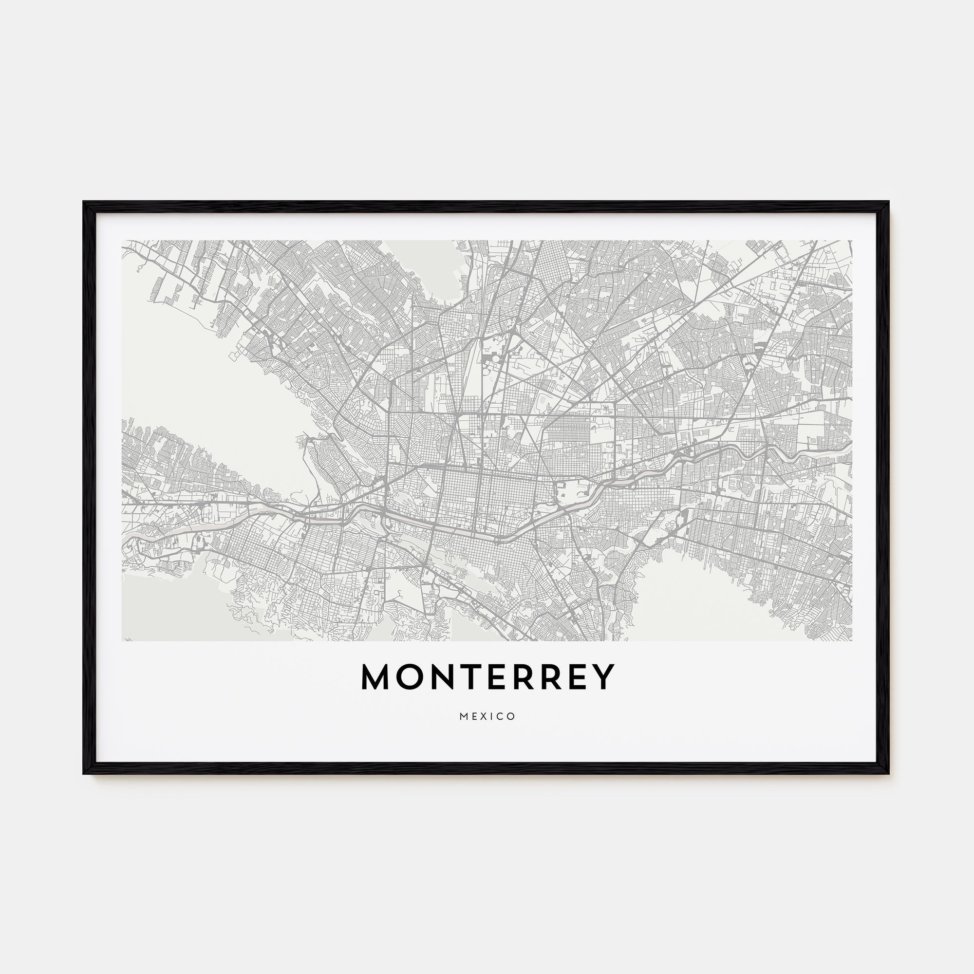 Monterrey Map Landscape Poster