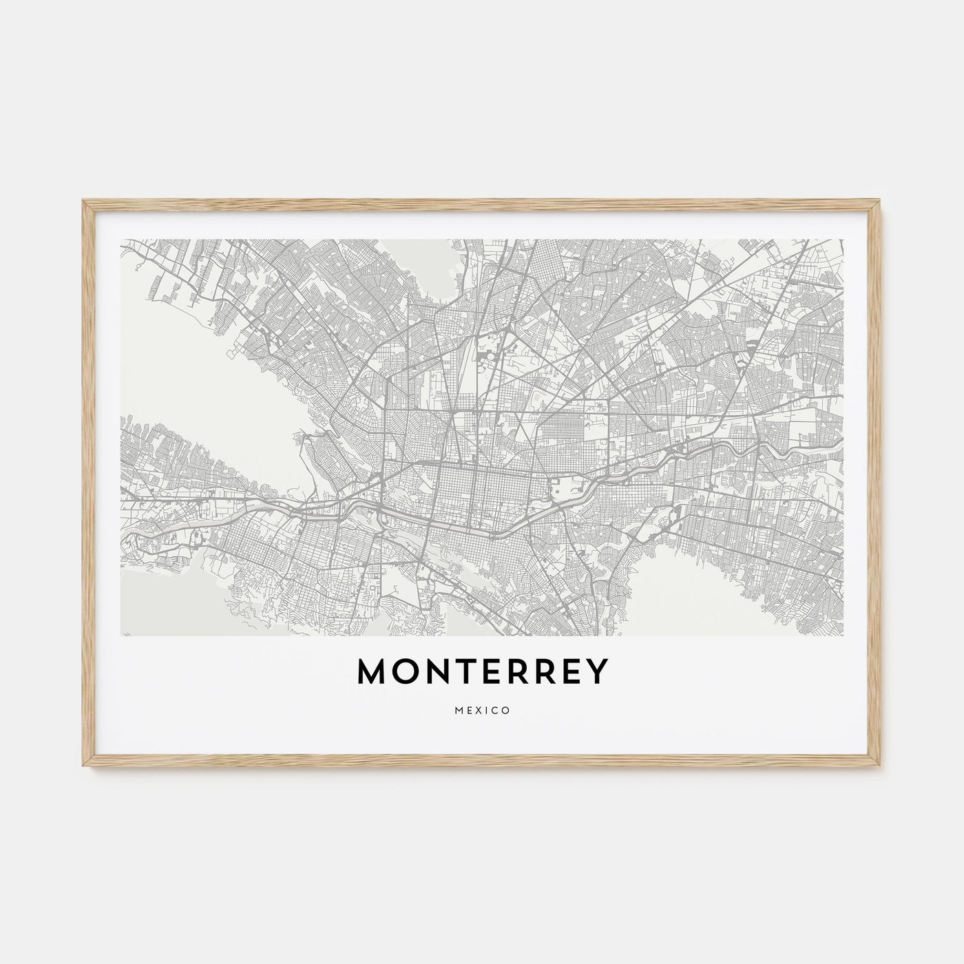 Monterrey Map Landscape Poster