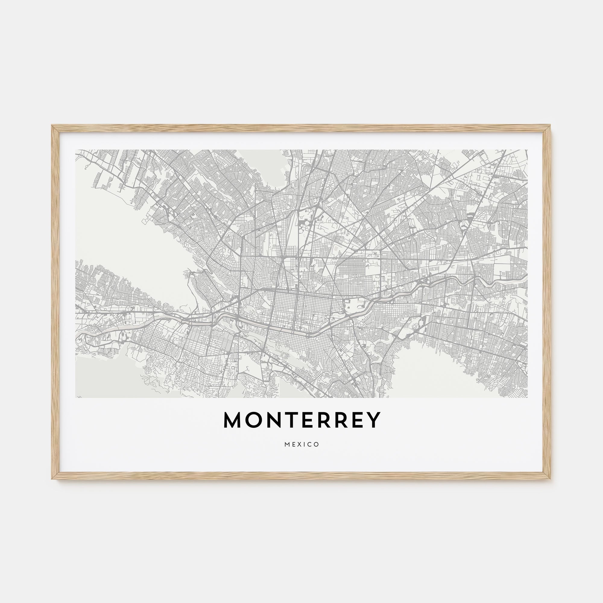 Monterrey Map Landscape Poster